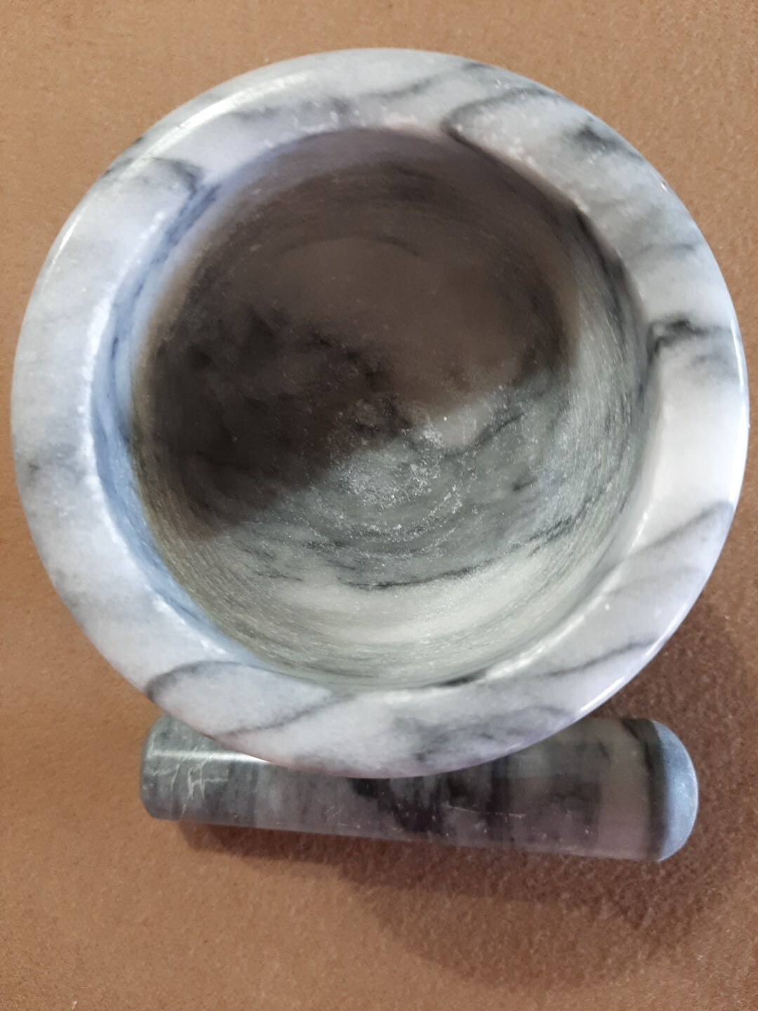 Vintage 1960’s White Italian Marble Mortar & Pestle-Very Good