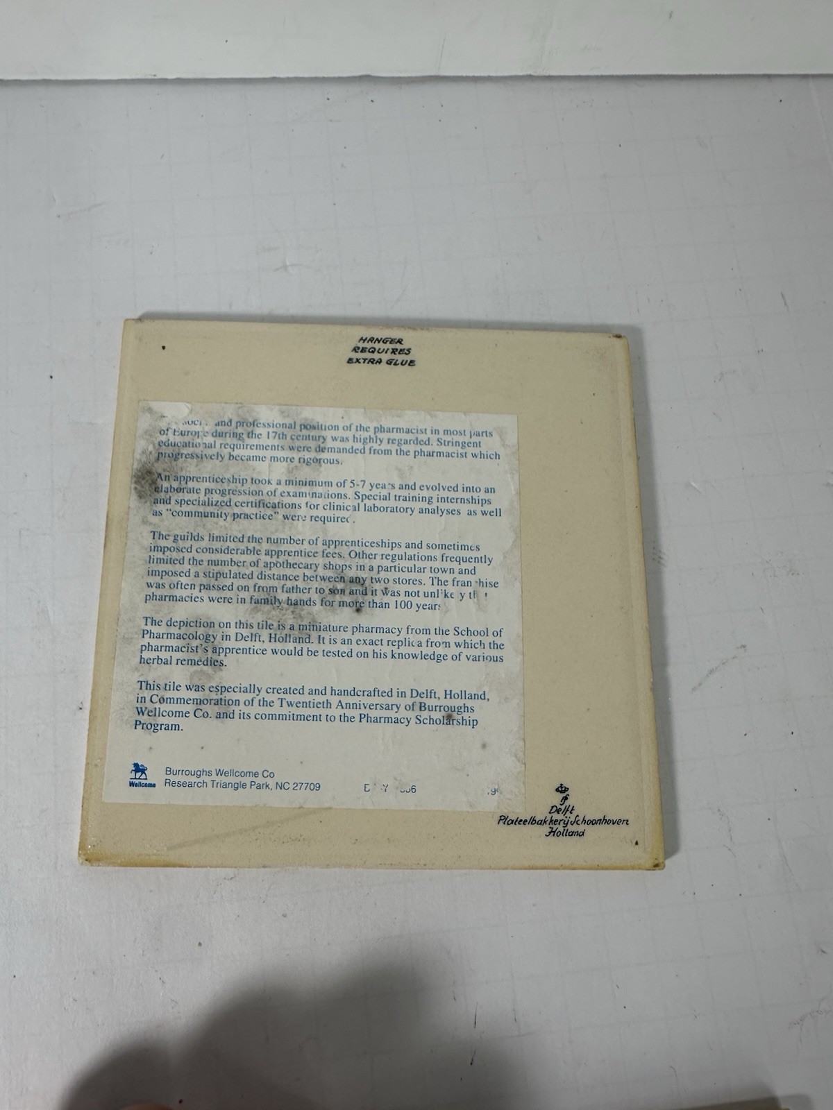 Vintage Blue Delft Tile Uroscopy Pharmacy Scholarship Program Apothecary 7 READ