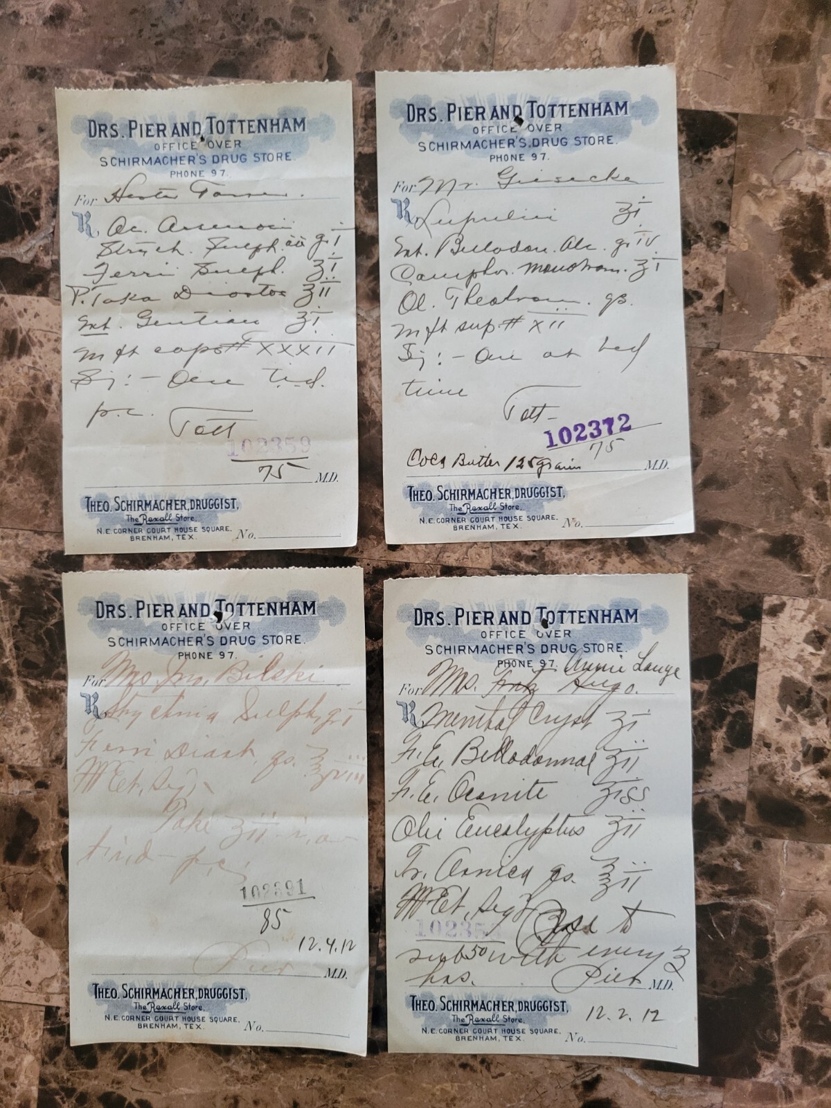 100 antique prescriptions (1912): Opium, Poppy, Dionin, Codeine & Anodyne