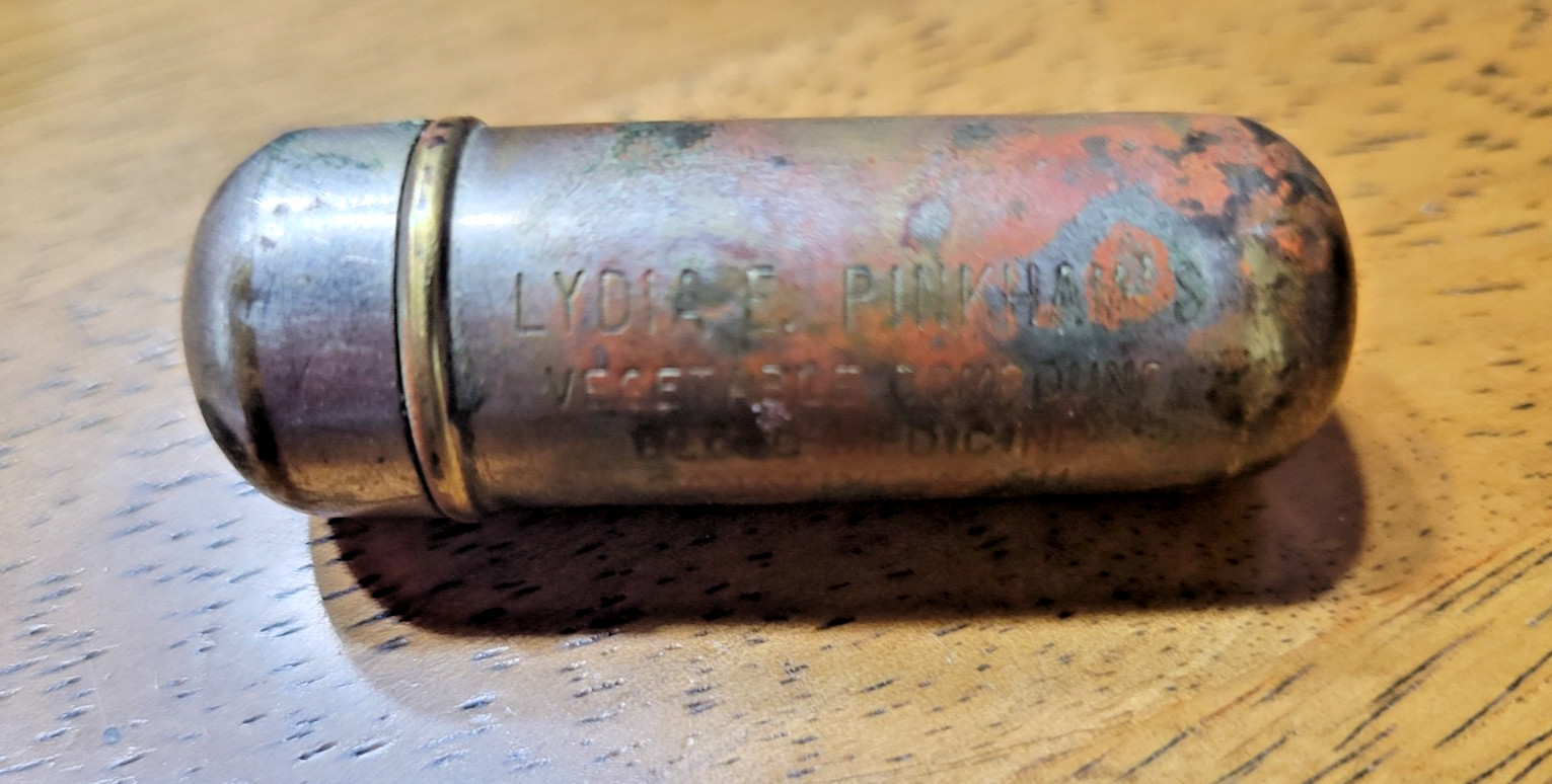 Vintage RX medicine cylinders – TUMS, Lydia Pinkham dispenser plus