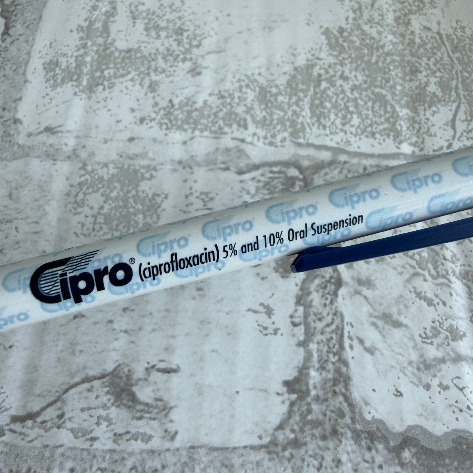VTG Cipro IV Pharmaceutical Promo Pen Retractable Blue White Advertising