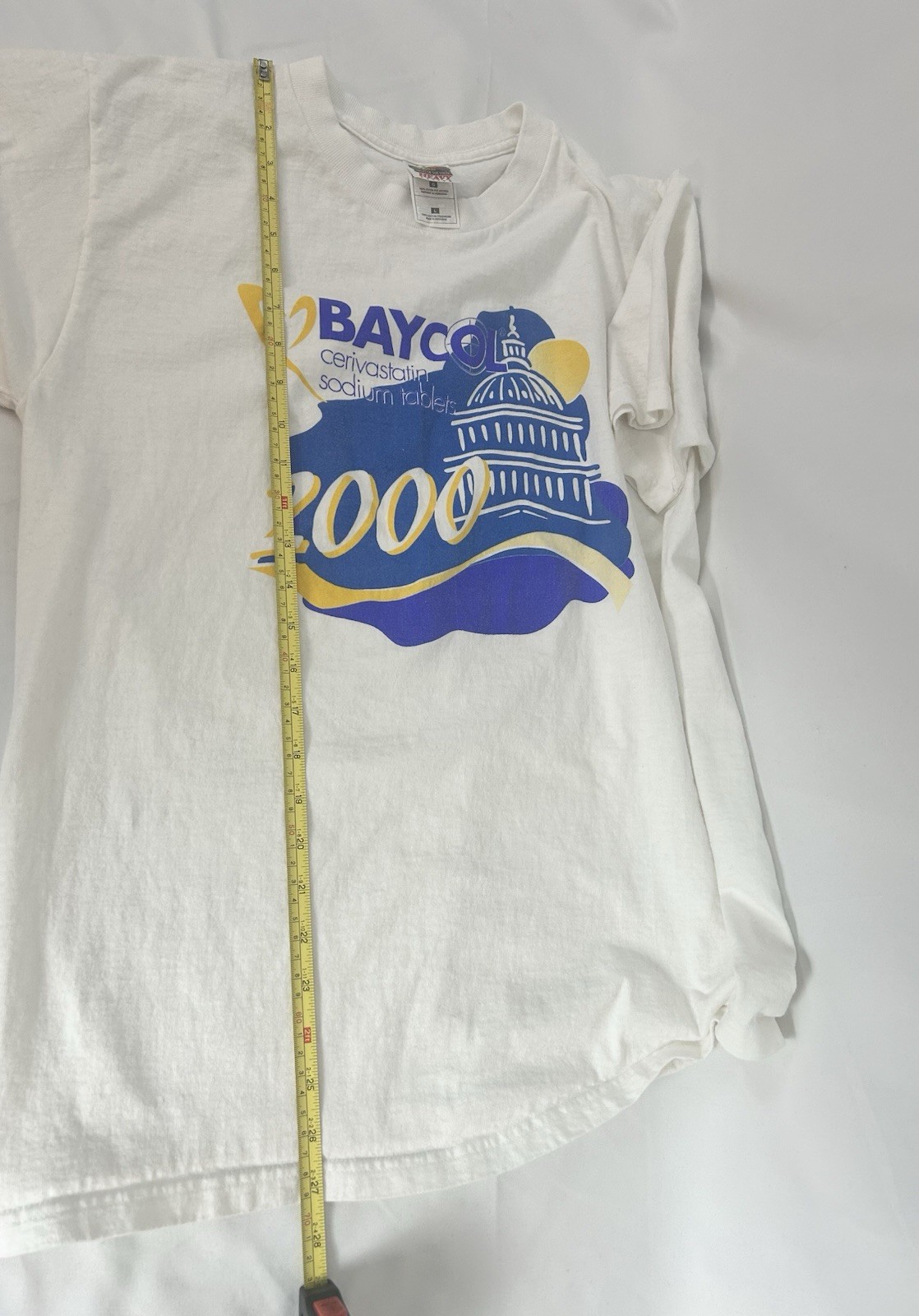 VTG Baycol Cerivastatin White T Shirt Pharmaceutical Drug Rep Doctor Size L RARE