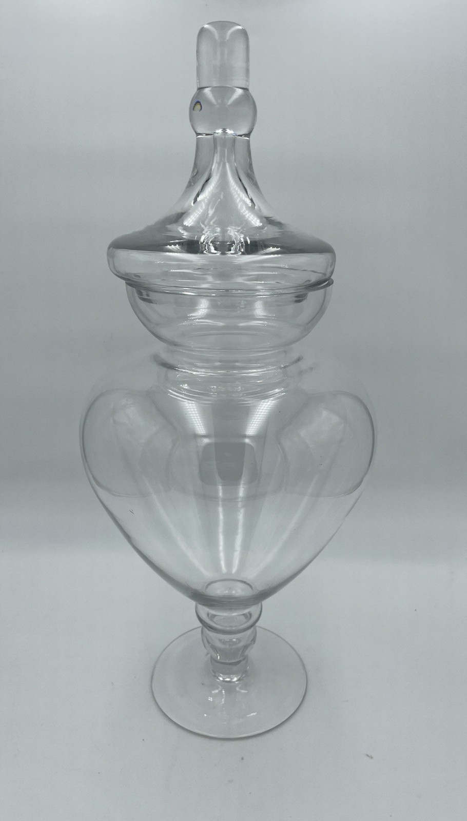 Lg Vintage Clear Glass Apothecary Jar with Lid Large Footed Storage 17″ Tall