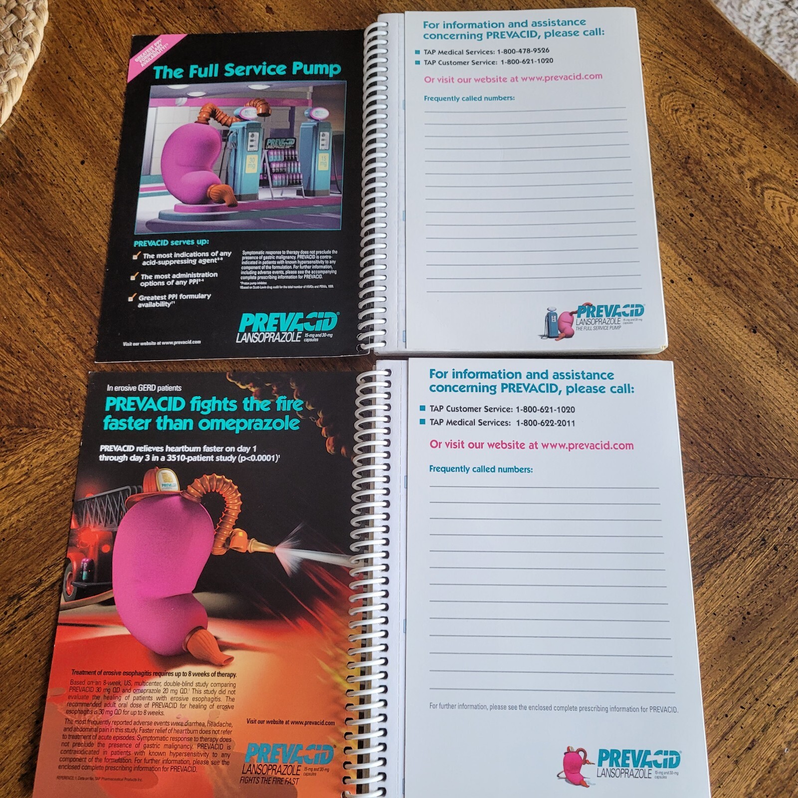 Prevacid Pharmaceutical Drug Rep Doctor MD Office Phone Message Book Pad x 2
