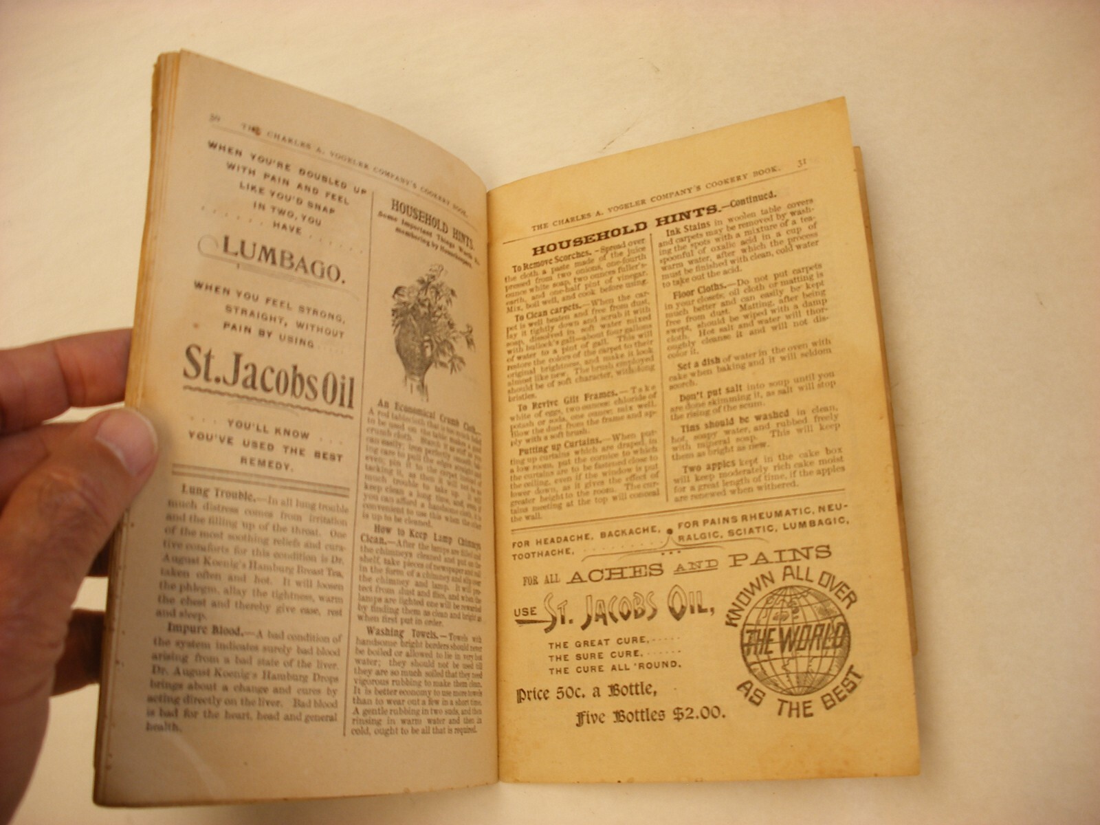 Vtg 1897 Medical Cure Pharmacy Chas. A. Vogeler Co. St. Jacobs Oil Cookbook