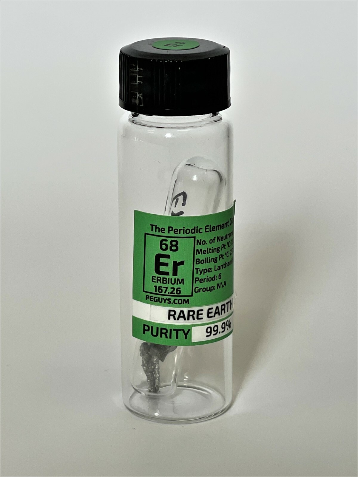 ERBIUM Metal 99.9% 1 Grams under Argon in glass ampoule in Labeled glass Vial