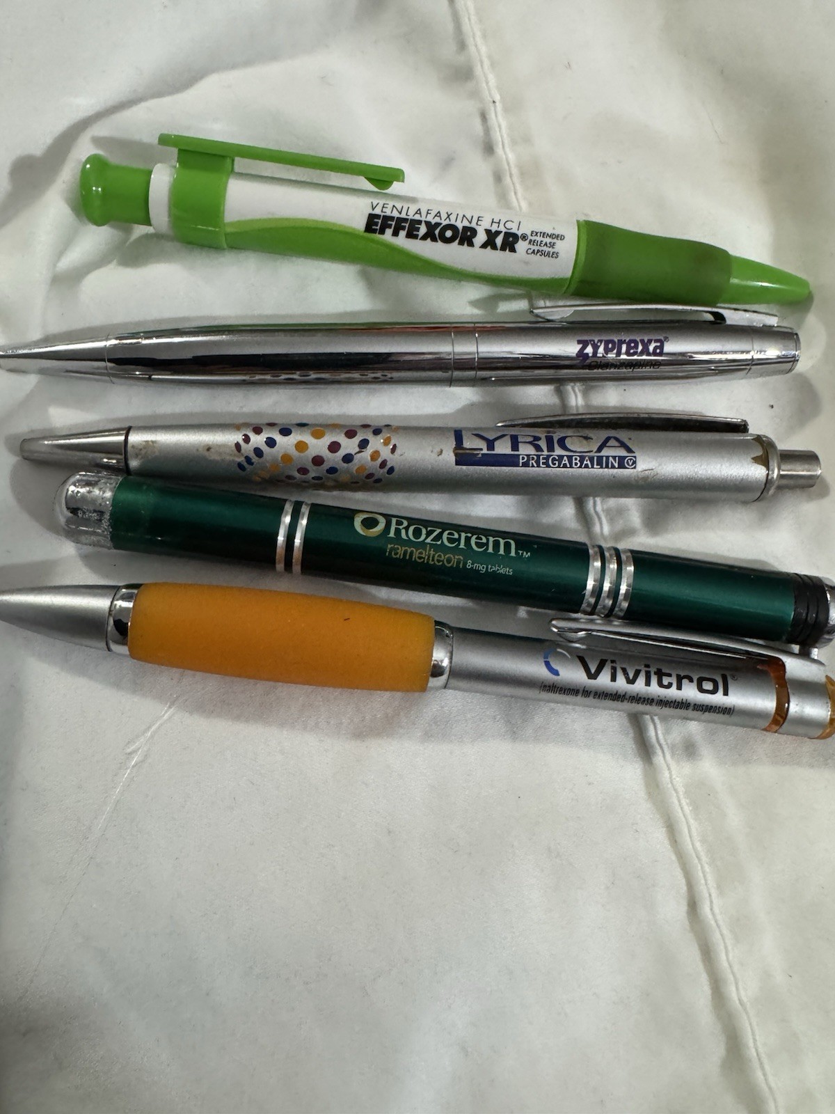 Pharmaceutical Pens. Effexor Xr Zyprexa Lyrica Rozerem and Vivitrol. Lot of 5