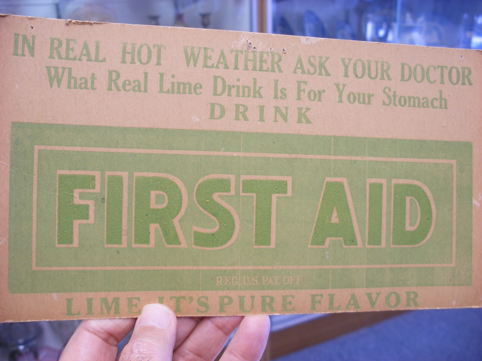 Vtg Medical & Pharmacy Quack Cure – First Aid Lime Drink Advertising Sign