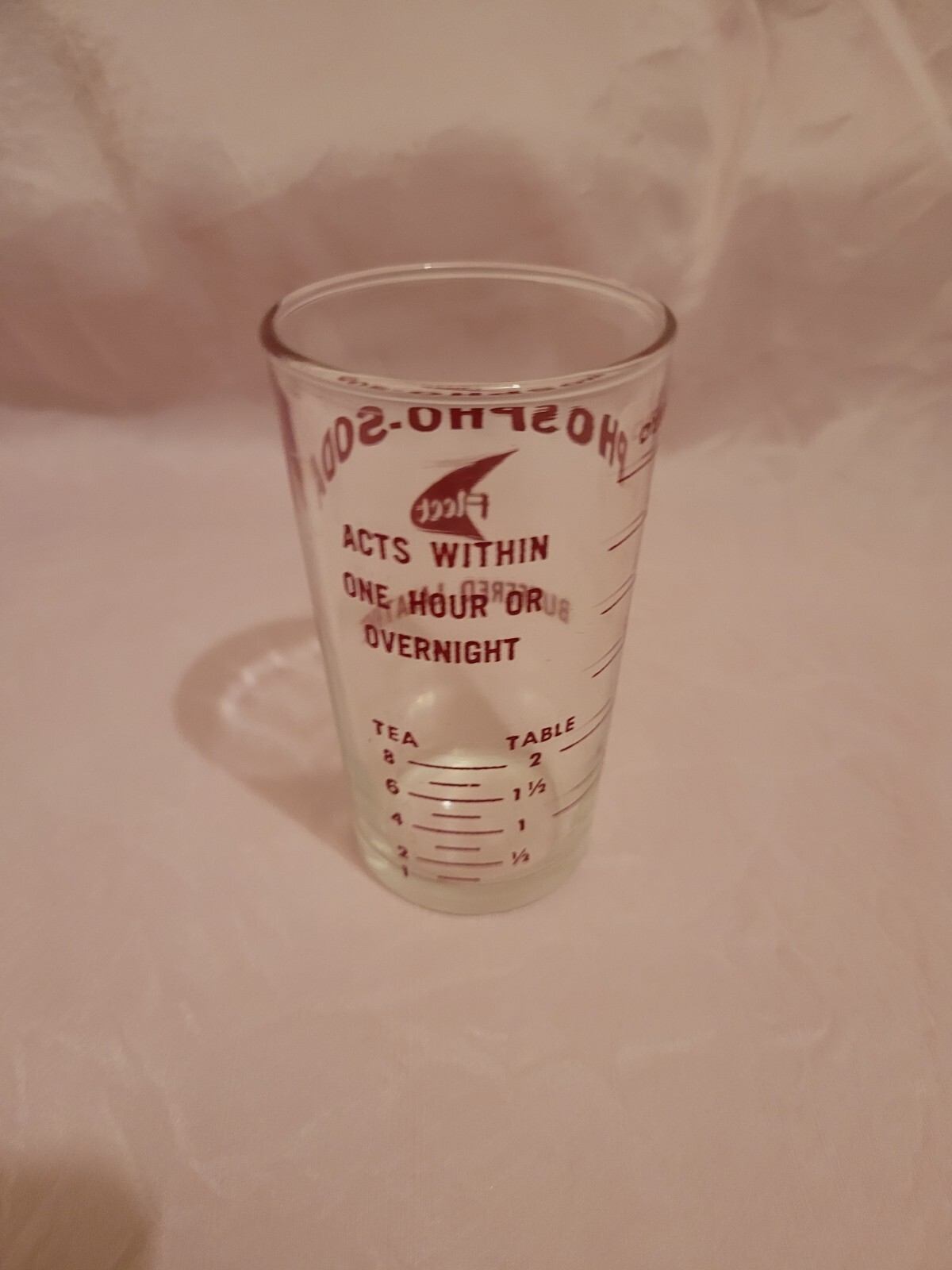 Fleet Phospho Soda Glass Measuring Cup Buffered Laxative Medical Ad Hazel Atlas