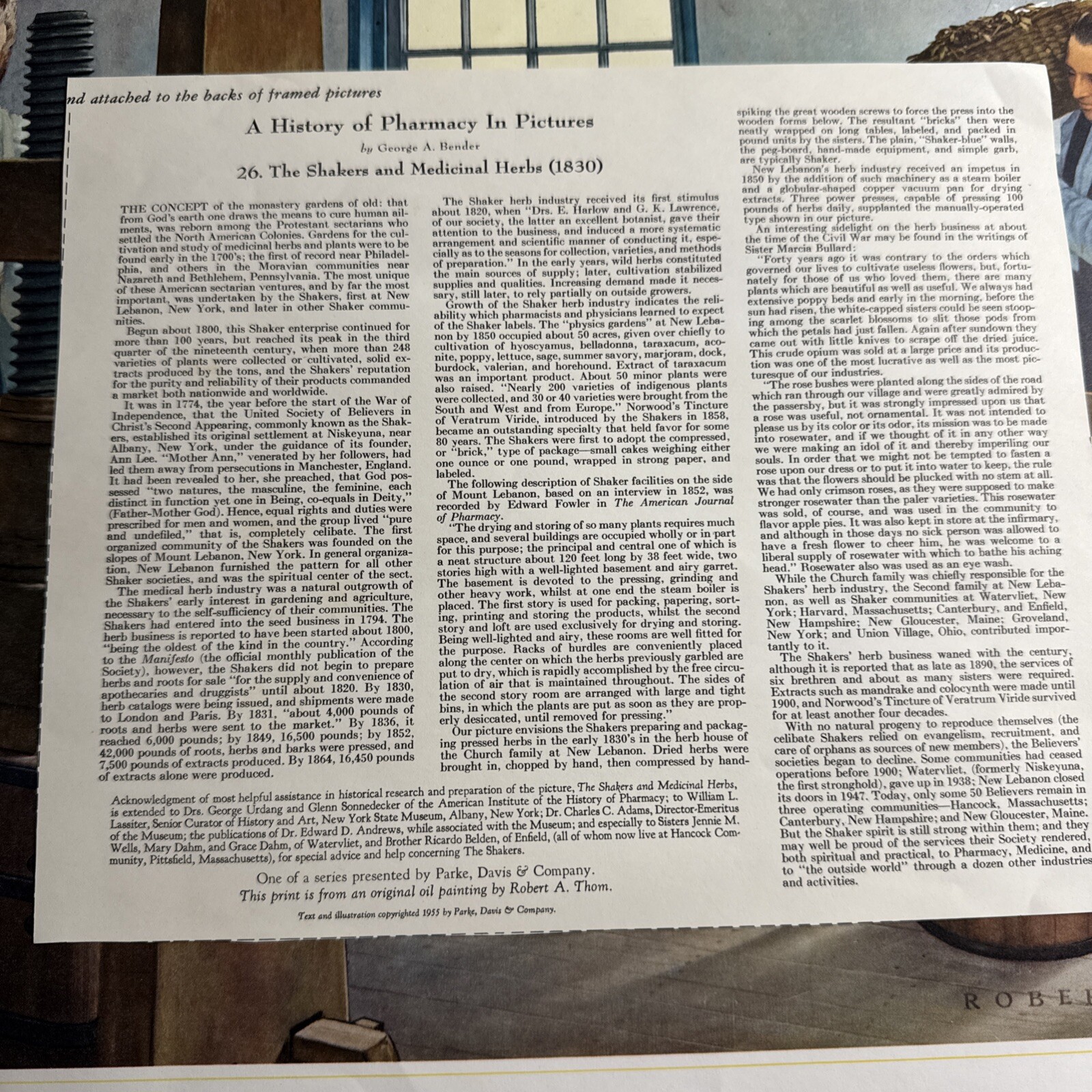 A HISTORY OF PHARMACY IN PICTURES 1954 PRINT#26 Great Gift For Doctor 22″×18″
