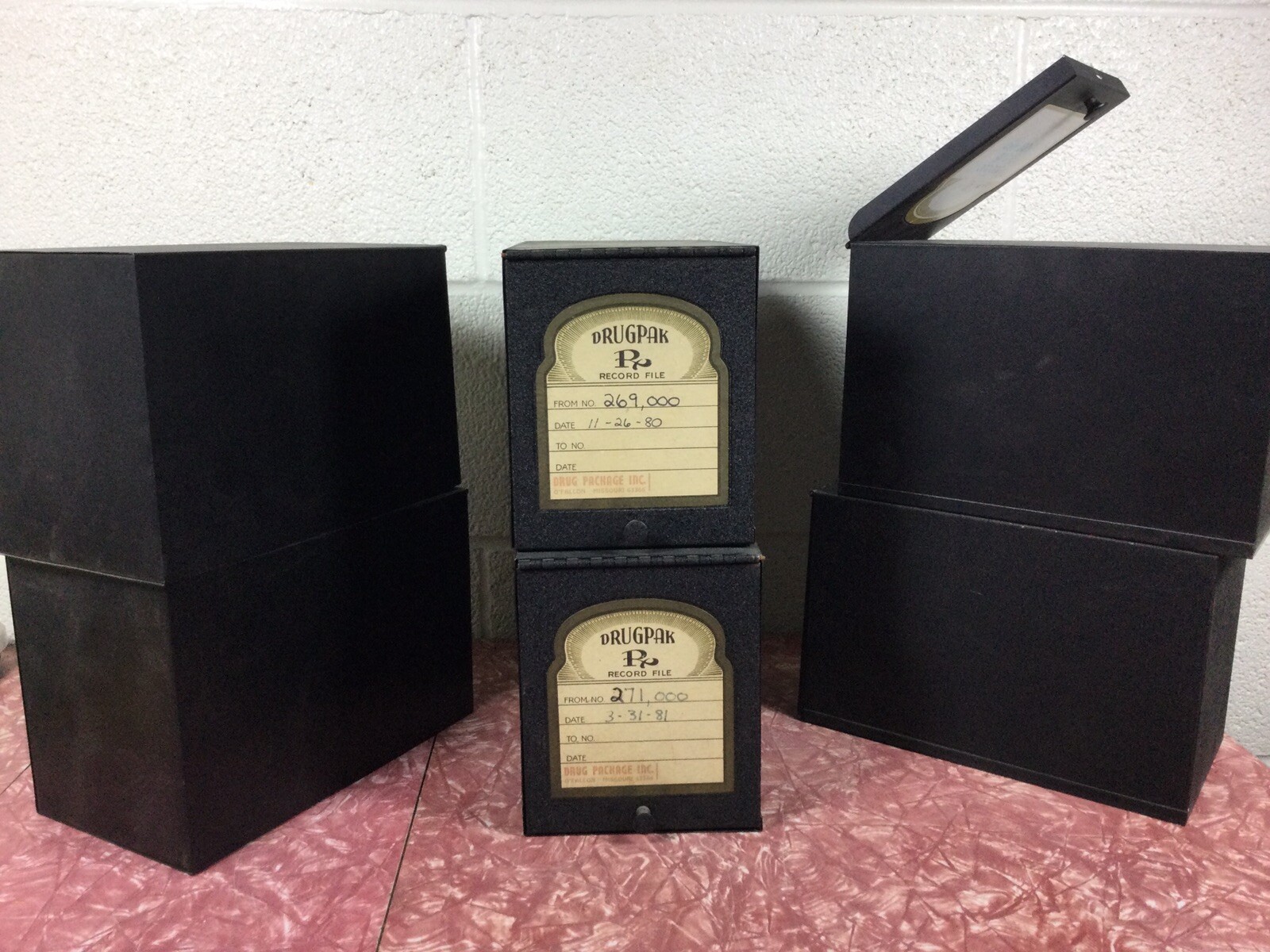 6 Vintage Pharmacy Prescription Record File Box Metal 1980’s Apothecary Rx