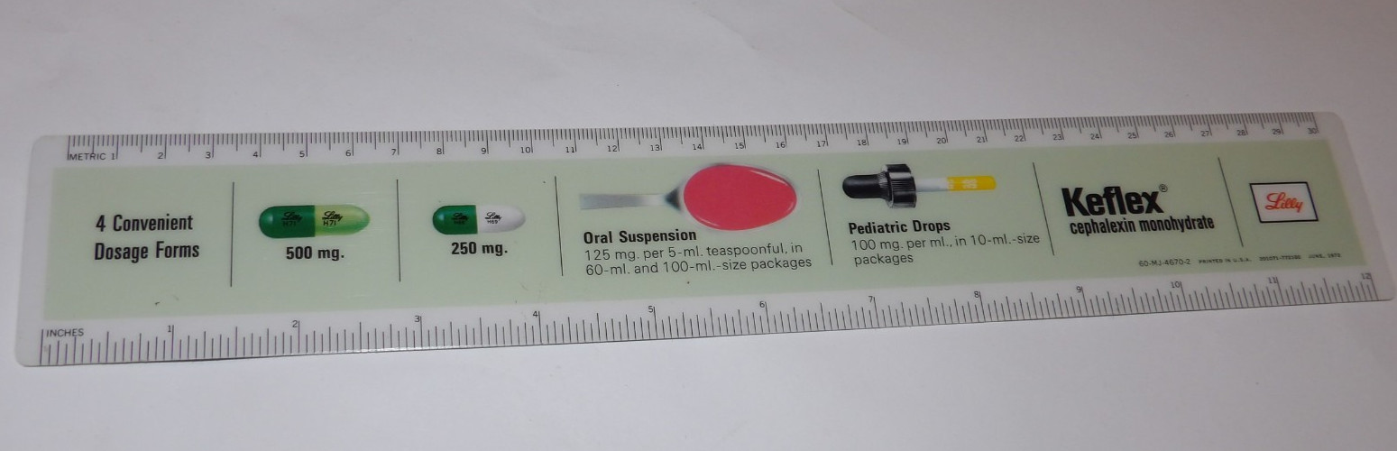 4 VINTAGE 1960s-70s PHARMACUTICAL ADVERTISING RULERS! CIBA/LILLY/PARKE-DAVIS!