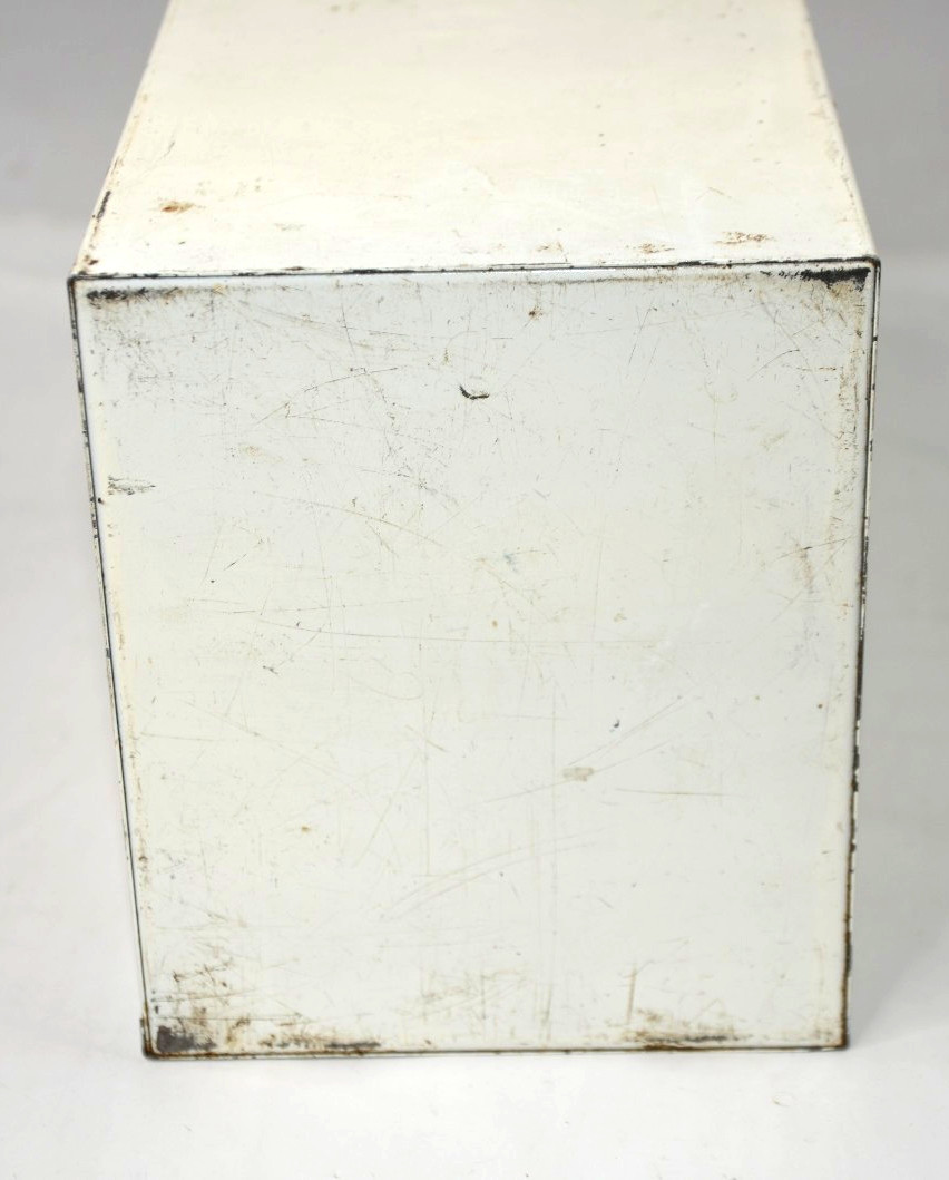 DRUGPAK RECORD FILE metal apothecary Pharmacy cabinet Vtg Drug Package Box Tin