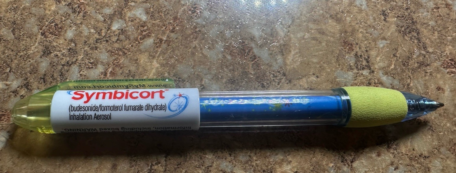 Symbicort • Asthma Med •Drug Rep Click Pen Black Ink Rubber / Foam Grip Works
