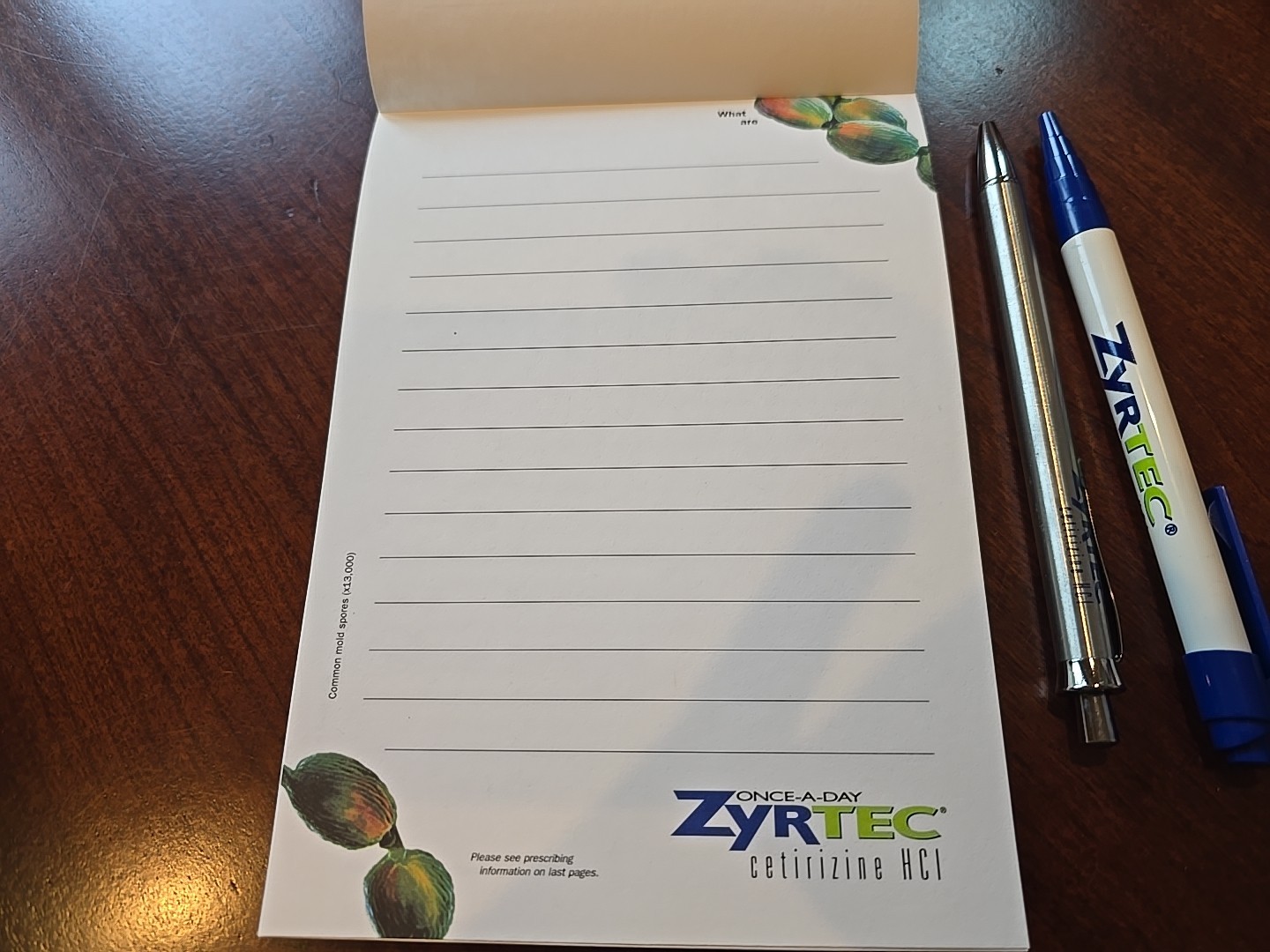 ZYRTEC Pharmaceutical Medical Lot – 2x Pens + Notebook Vintage Metal Pen Writes