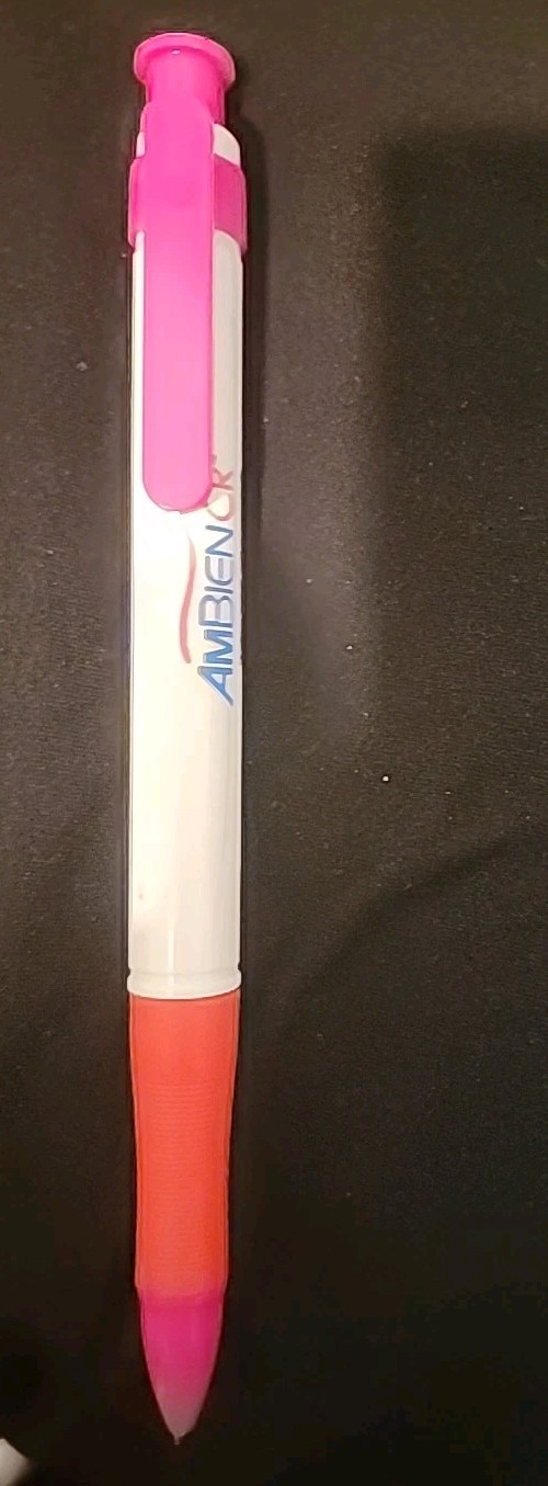GIANT AMBIEN CR PEN HUGE ZOLPIDEM SLEEPING PILL ADVERTISEMENT WHITE PINK