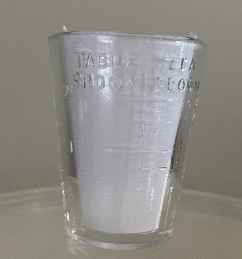 Vintage Apothecary Dose Measurement Glass Our Native Herbs Alonzo O. Bliss Co.