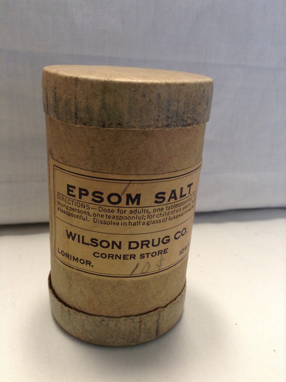 Vintage 1940-50s Wilson Drug Store Lorimor Iowa Container