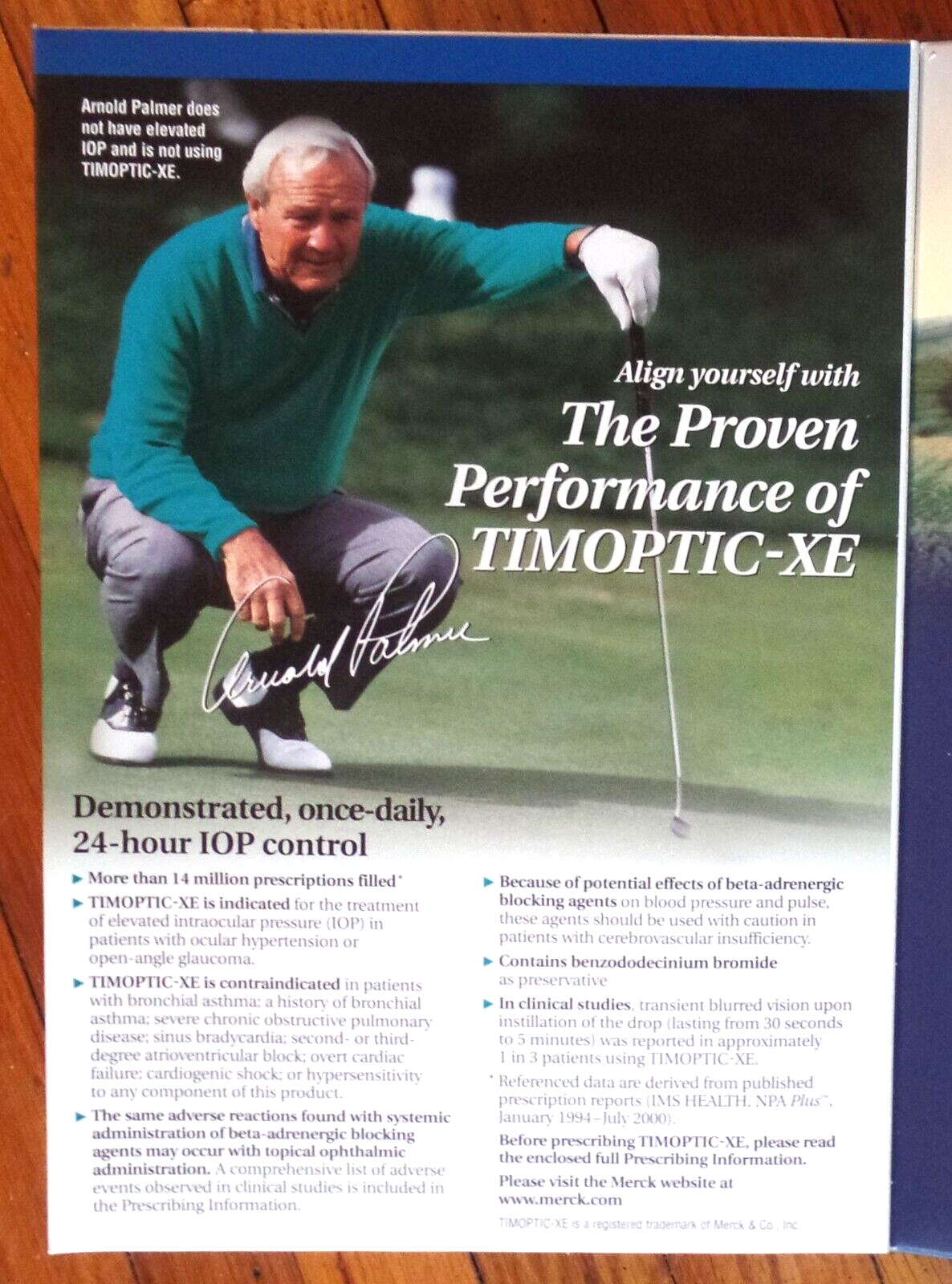 2000 HELP SINK THE PRESSURE . . . TIMOPTIC-XE MERCK Pharmaceutical Mail Piece