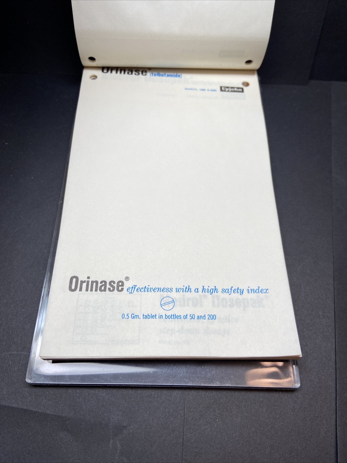 1966 Vtg Advertising Upjohn Dr Script Desk Pad Medrol Medicine Pharmaceuticals
