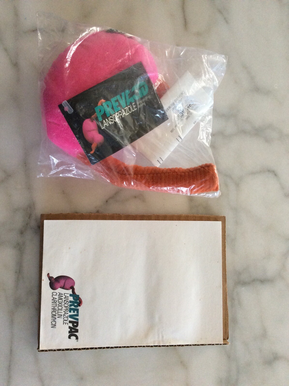 “VINTAGE”Prevacid Lansoprazole stomach Plush toy AND Notepad (M22)