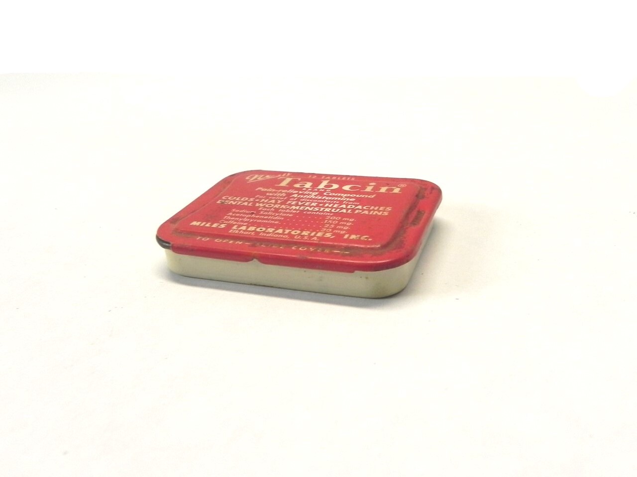 VINTAGE TABCIN BRANDED PAIN-RELIEVING MILES LABORATORIES INC. EMPTY PRE – OWNED