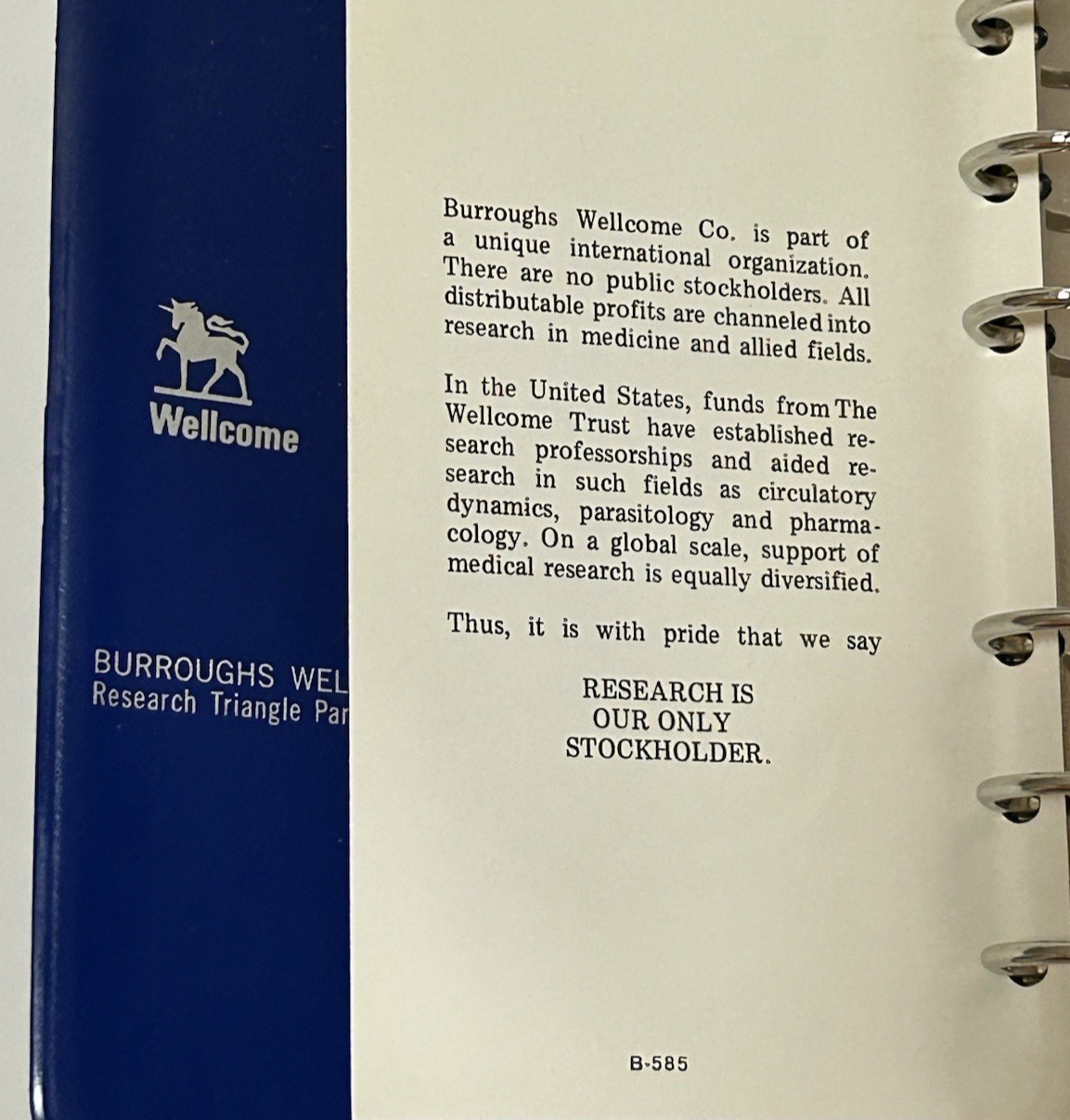 Vintage 1979 Pharmacy Medicine Pocket Notebook Binder- Burrough’s Wellcome Co.