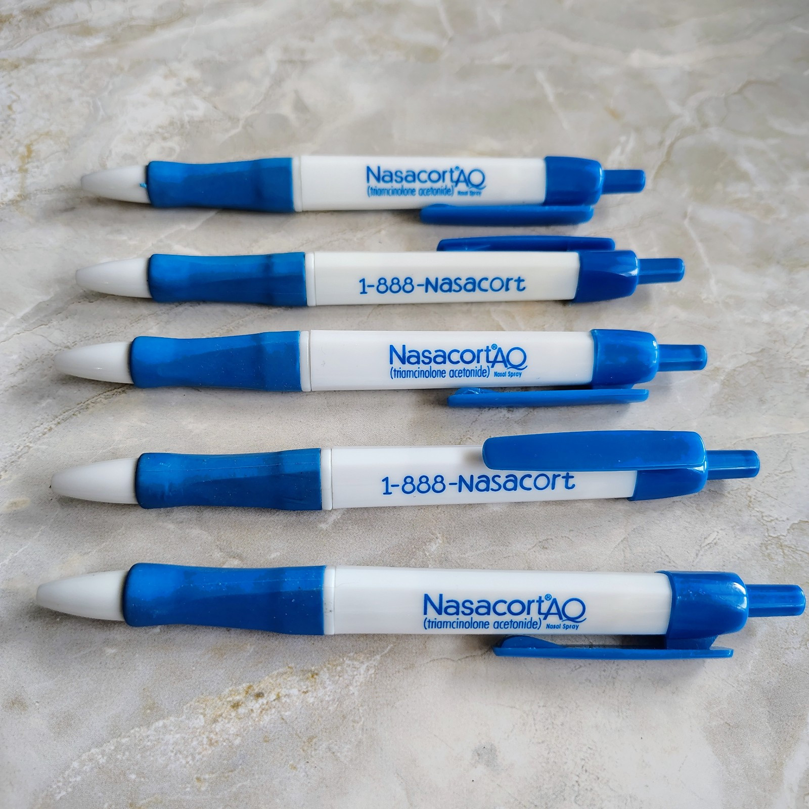 HTF Nasacort Pharmaceutical Drug Rep Promotional Pen Lot Of 5 Blue White