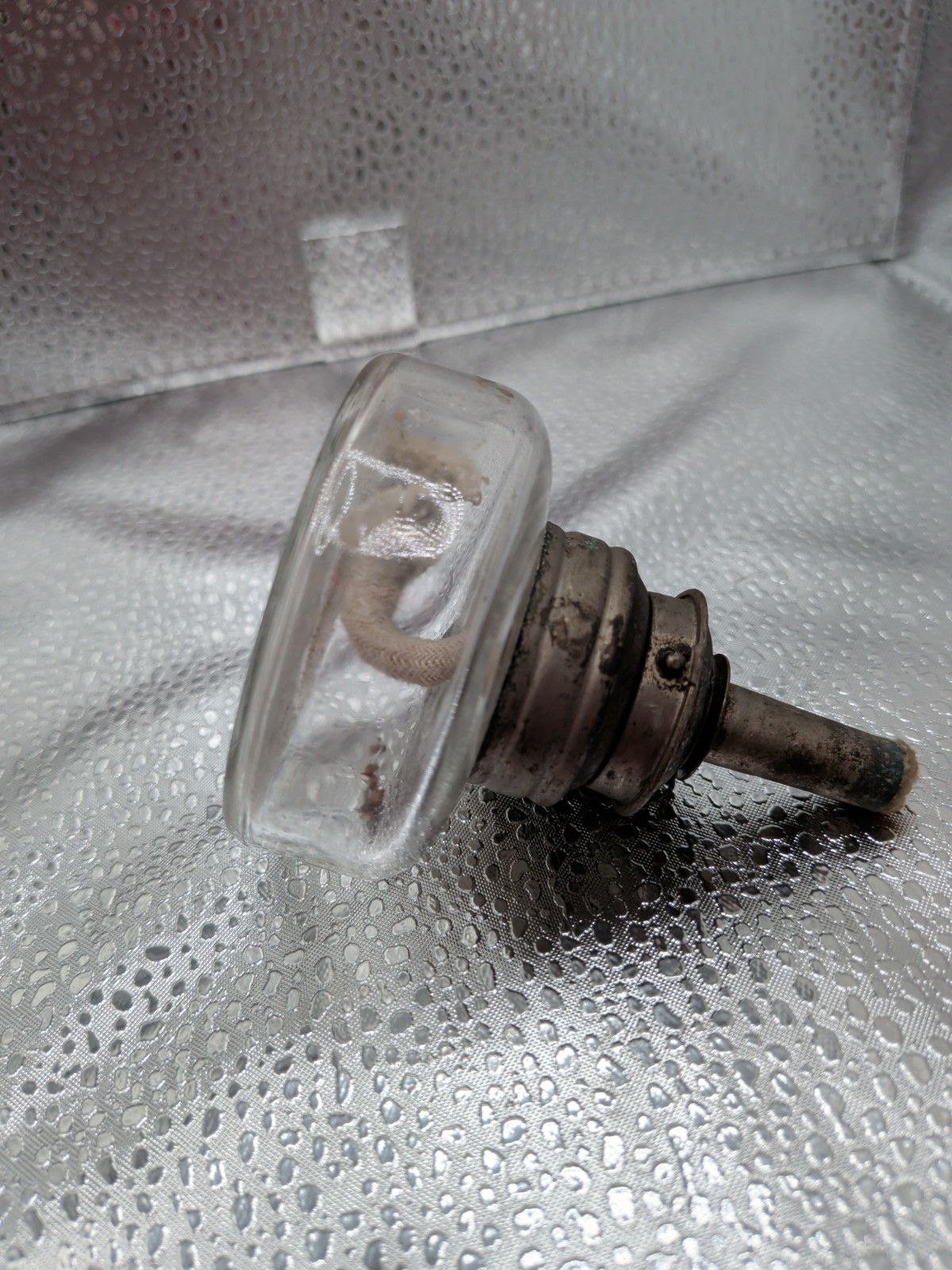 Antique Dental Alcohol Burner Spirit Lamp Glass Reservoir Metal Cap Wick