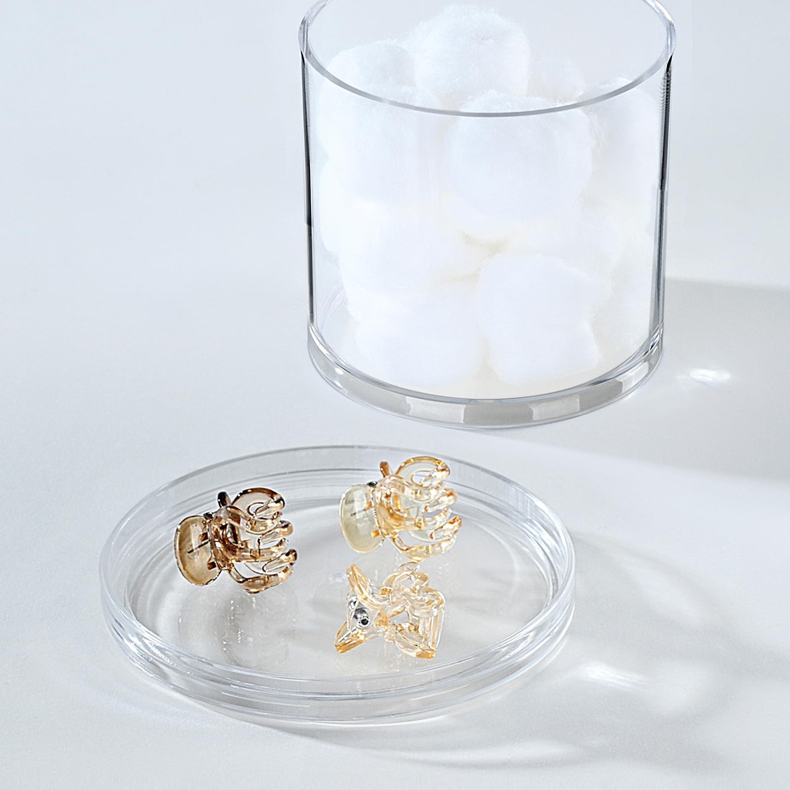 SheeChung 2-Pack Stackable Clear Qtip Holder – 10oz Crystal Apothecary Jars w…