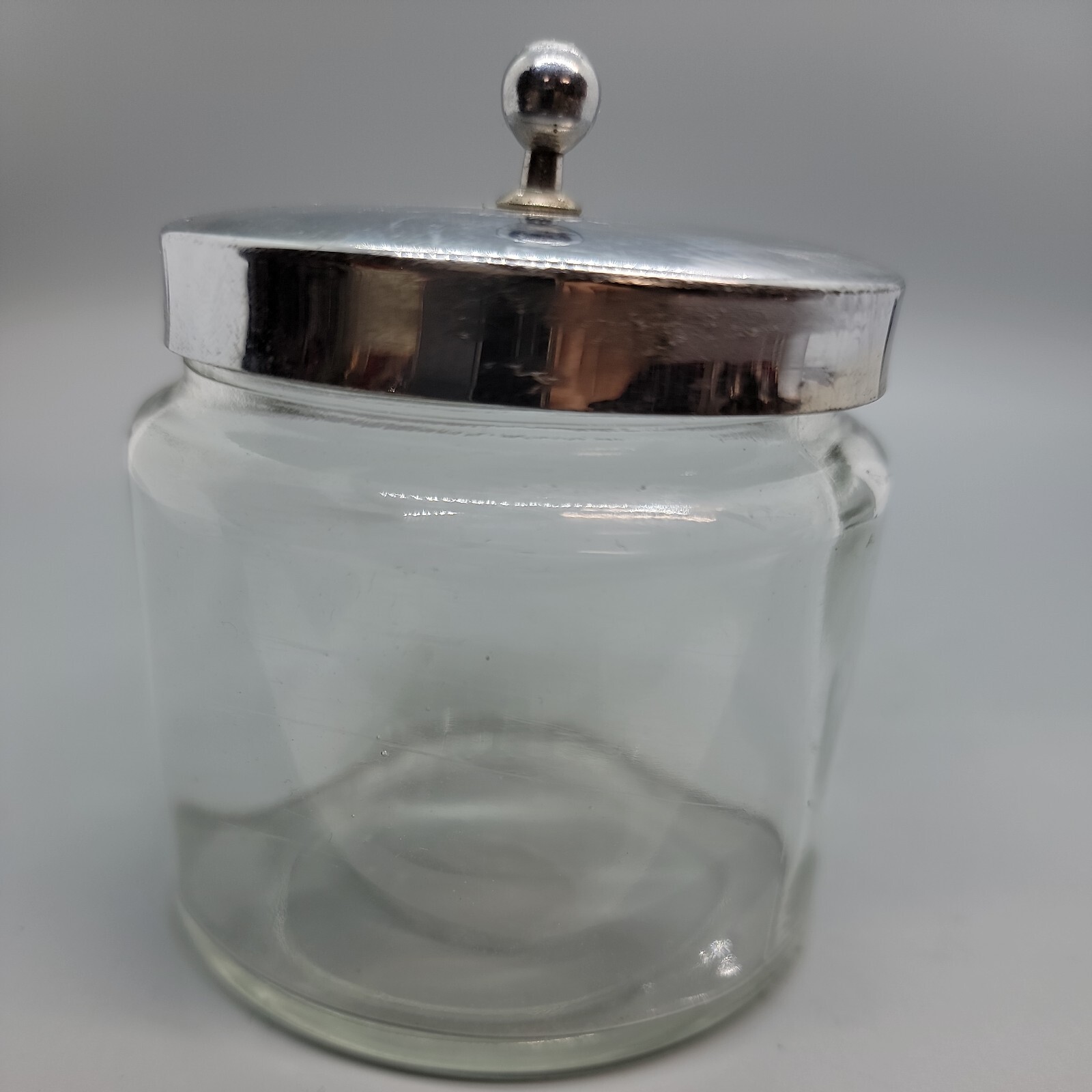 Vintage Glasco Apothecary Glass Jar with Chrome Lid MCM