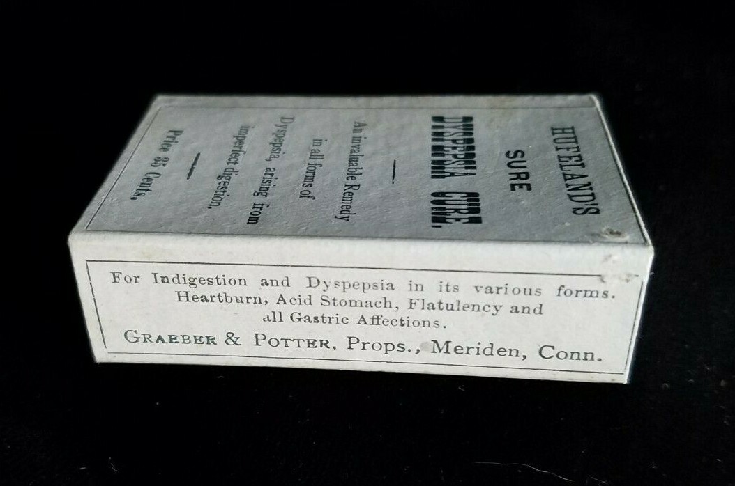 Old Medicine Box Hufeland’s Sure Dyspepsia Cure Graeber & Potter Meriden CT