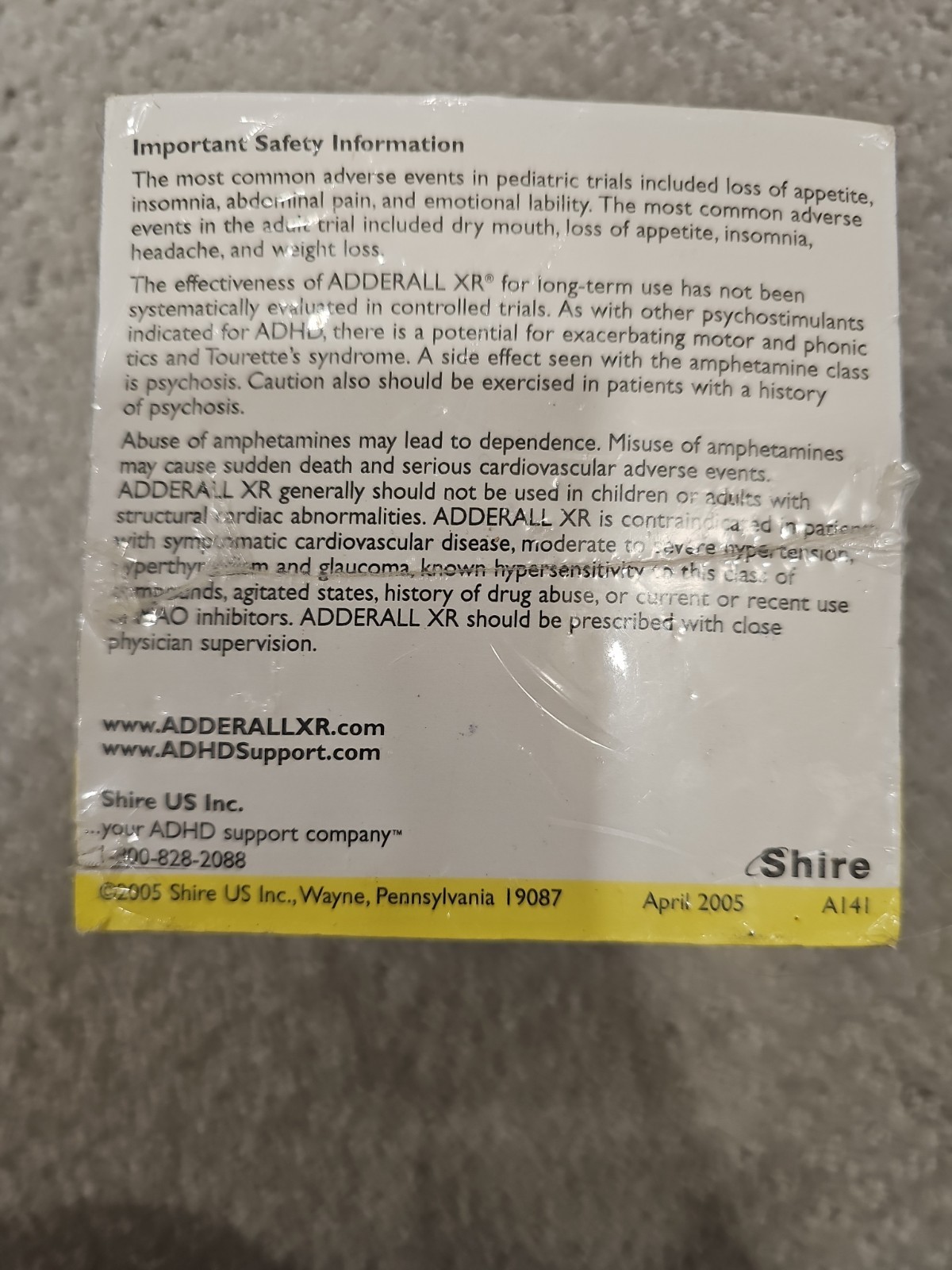 Vintage ADDERALL XR Note Pad Cube Drug Rep Swag Pharmaceutical ADHD 2005 Shire