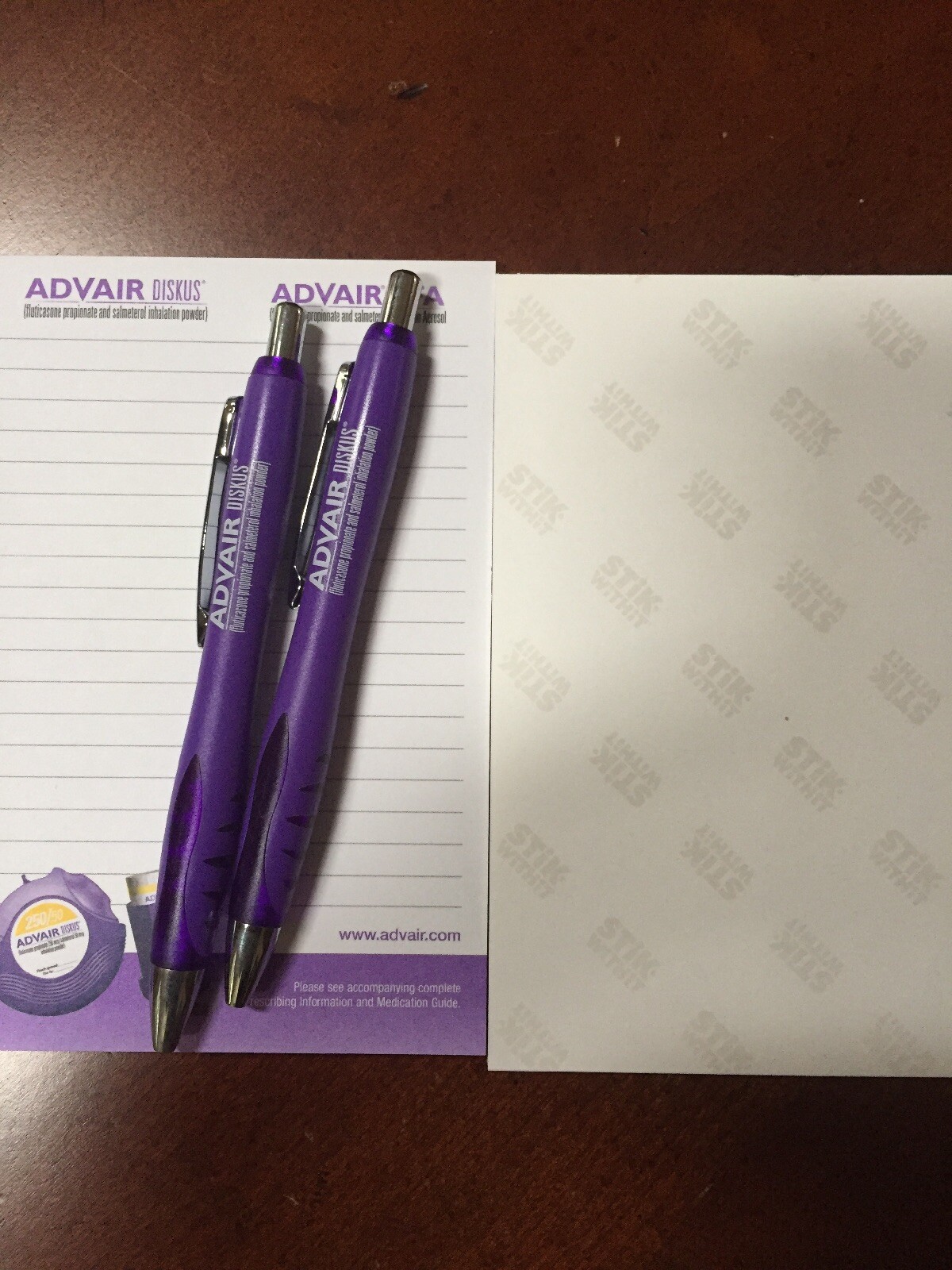 ADVAIR Promotional Lot 2 Pens and 2 Paper pads New