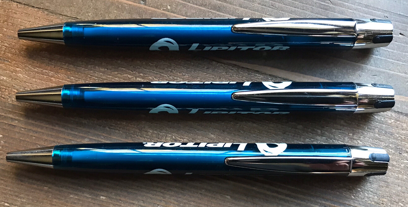 3 LIPITOR PHARMACEUTICAL DRUG REP PENS COLLECTIBLE