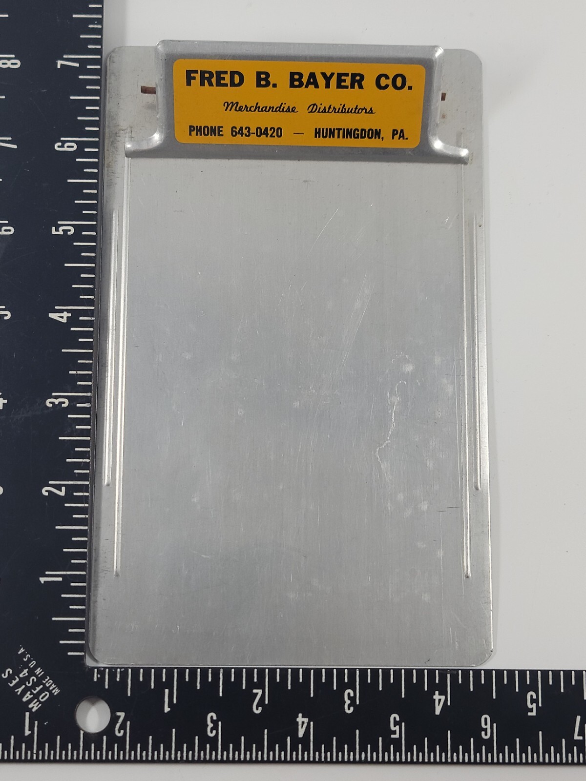 Fred B. Bayer Mini Pharmaceutical Dr Script Advertising Clipboard 7 1/4″