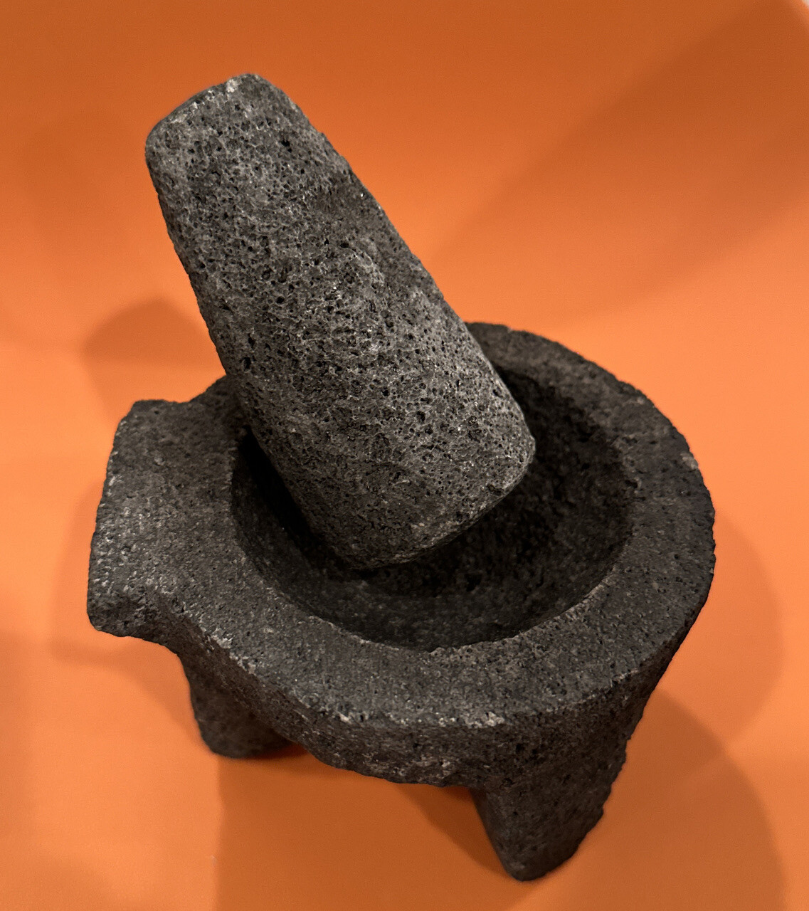 4″ Mortar and Pestle Volcanic Dark Gray Molcajete Herbs & Spices