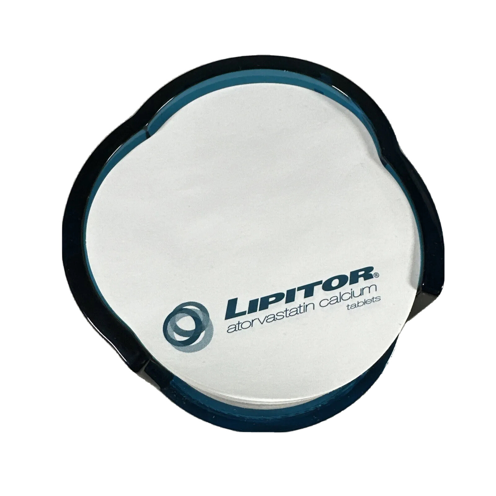 LIPITOR DESKTOP NOTE PAD BLUE ACRYLIC HOLDER Pharmaceutical Drug Rep