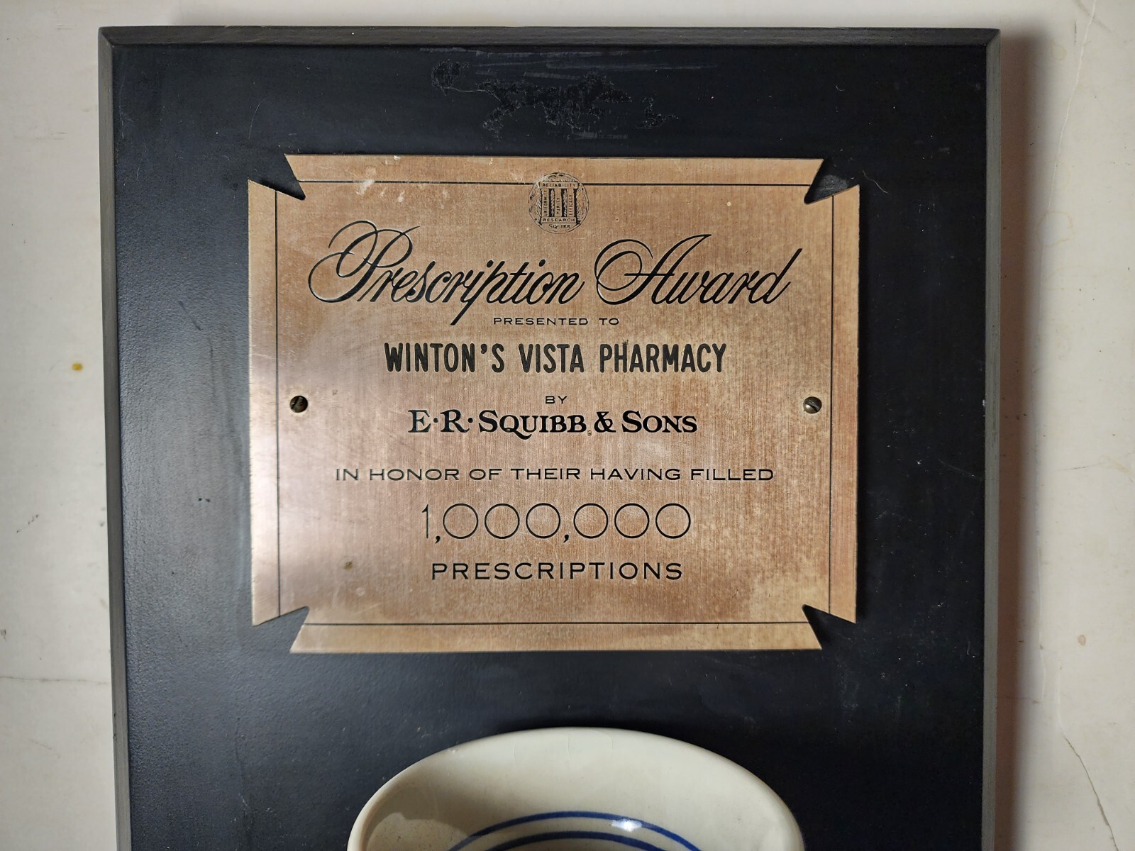 Vtg Prescription Award 1 Million Prescriptions by Winton’s Vista Pharmacy