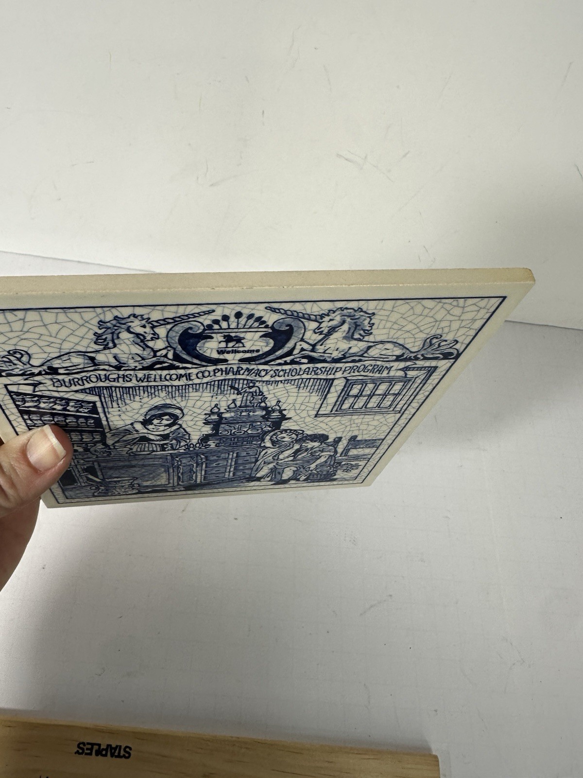 Vintage Blue Delft Tile Uroscopy Pharmacy Scholarship Program Apothecary 6 READ