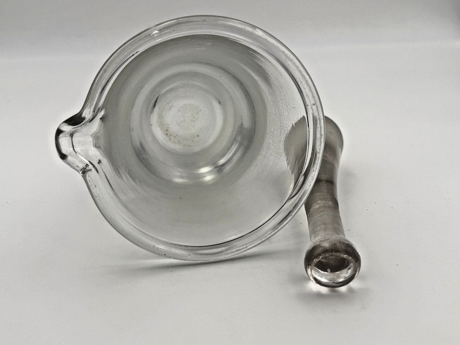 Heavy Blown Clear Glass Mortar & Pestle Set Hand‑Blown Vintage