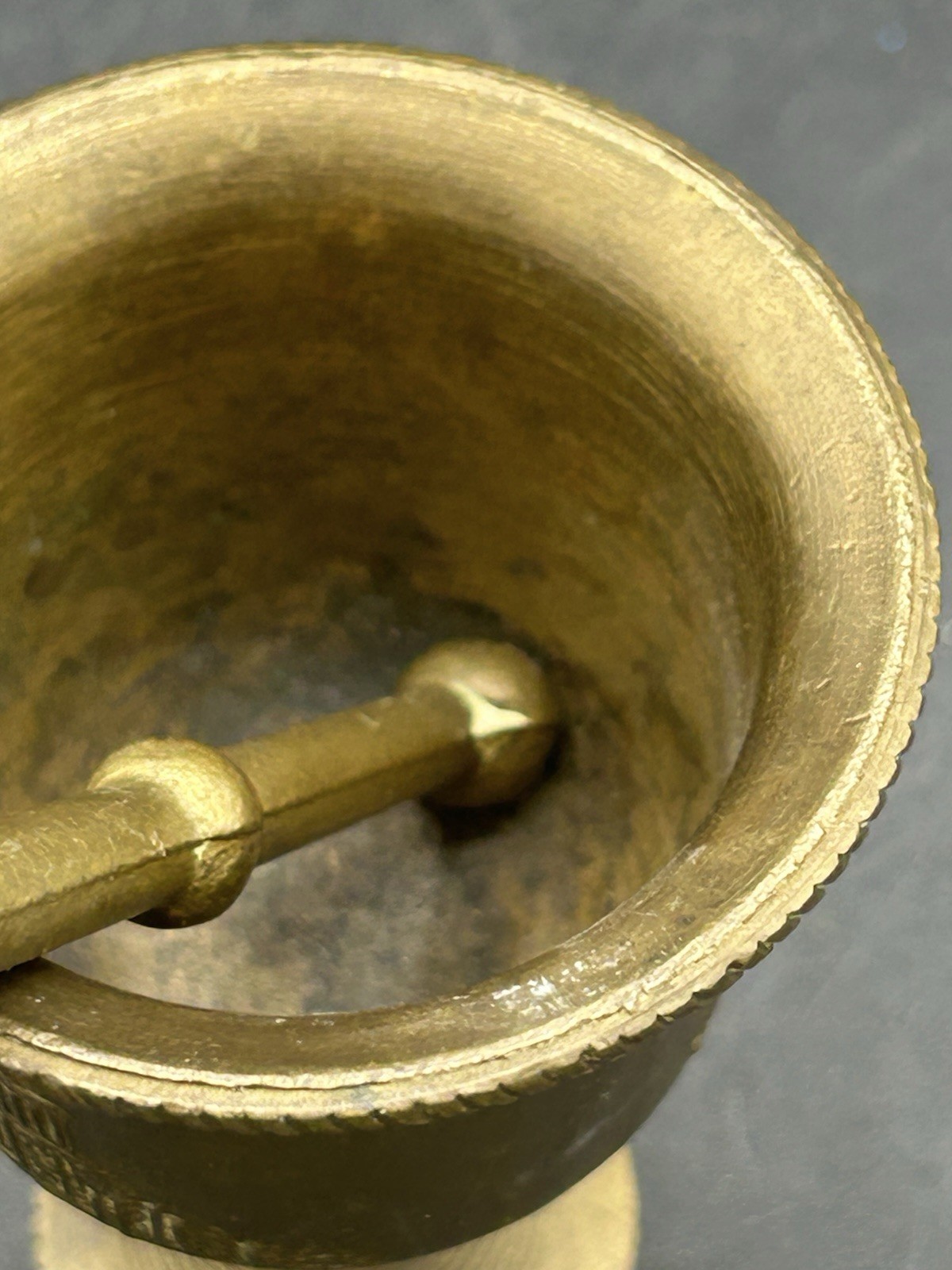 Vintage Small Brass Mortar and Pestle Set, Apothecary Parthenon Greece Design