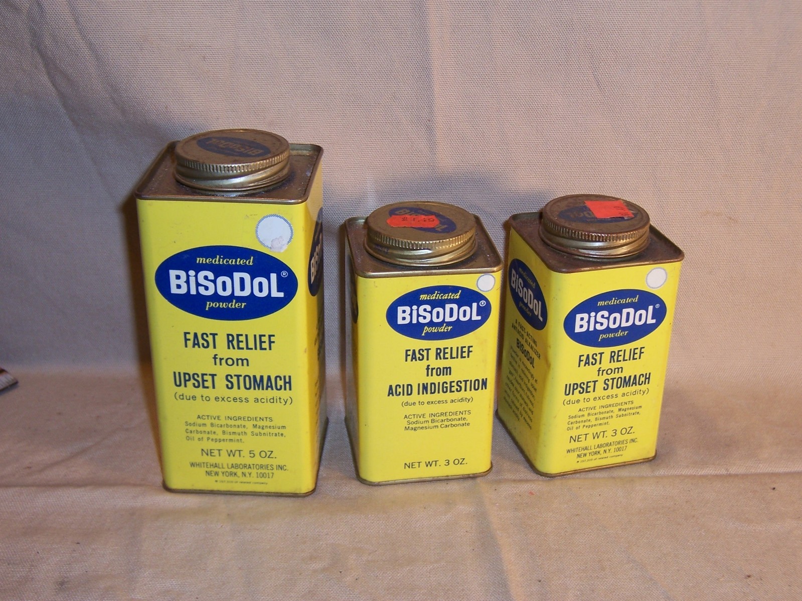 Vintage Advertising Medicine Tin Box BiSoDol New York Original Tin Display Decor