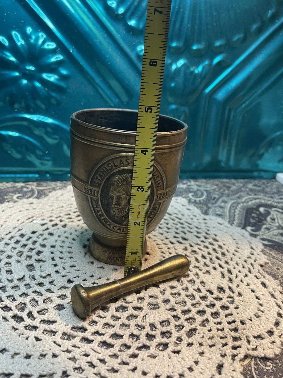 Vintage Anniversary Mortar And Pestle- Aged