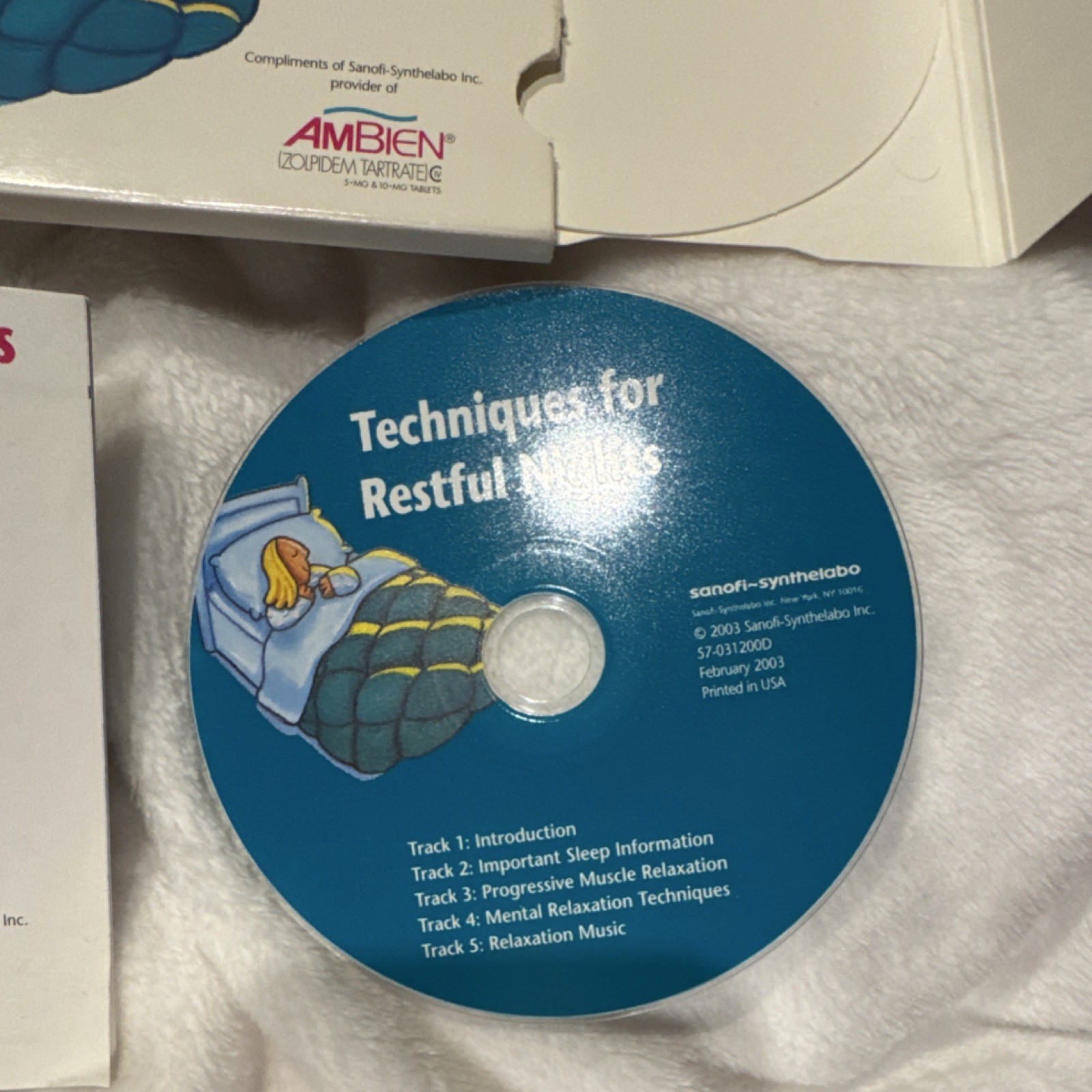 Sanofi-Synthelabo Ambien Techniques CD 2003 Pharmaceutical Collectible Brochure