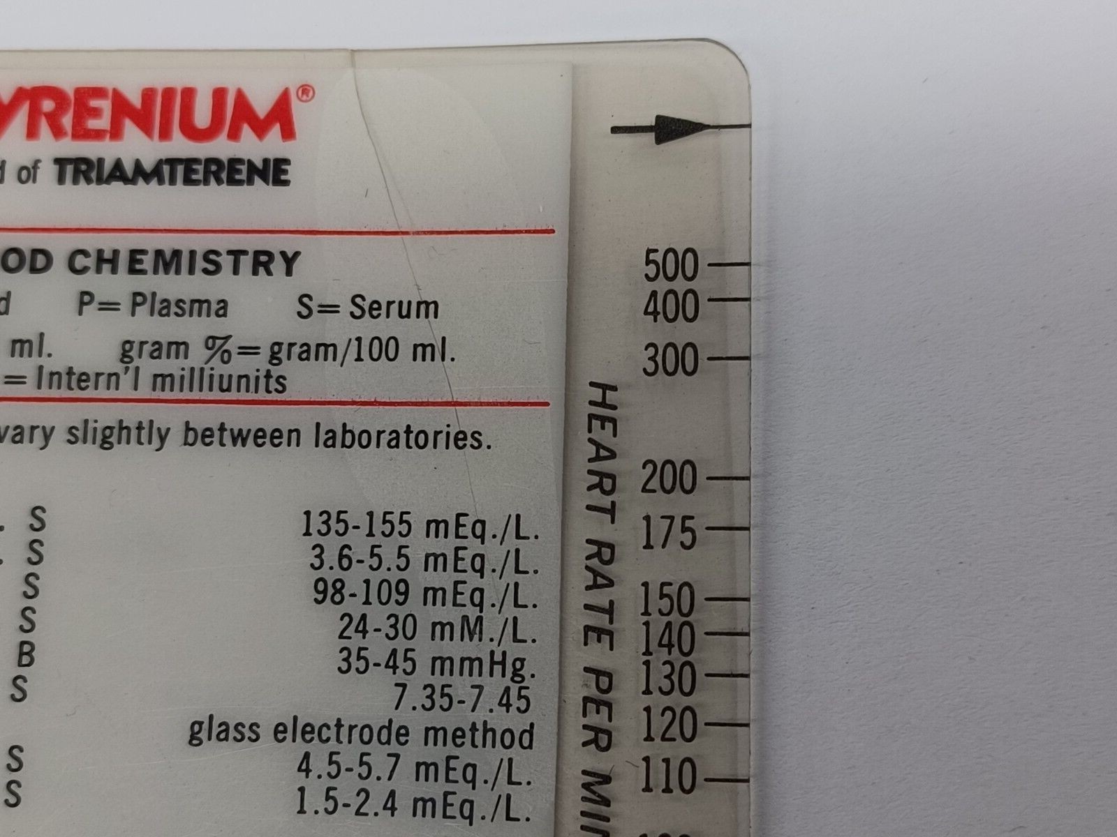 SmithKline 1973 DYRENIUM Normal Lab Values Drug Rep Advertising Ruler