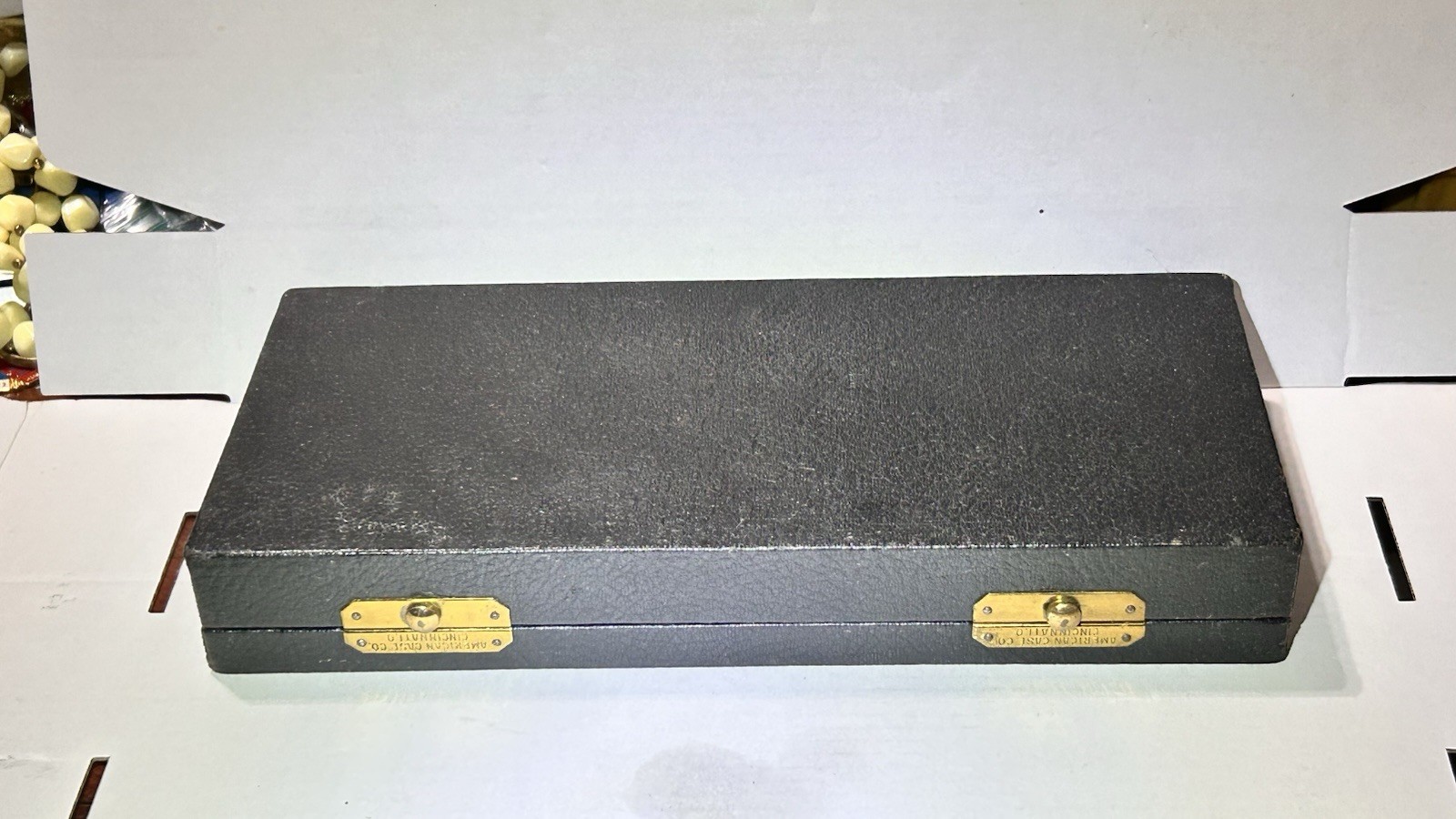 VTG 50s Apothecary Field Box, 9 Specimen Vials, American Case Co Leather & Brass