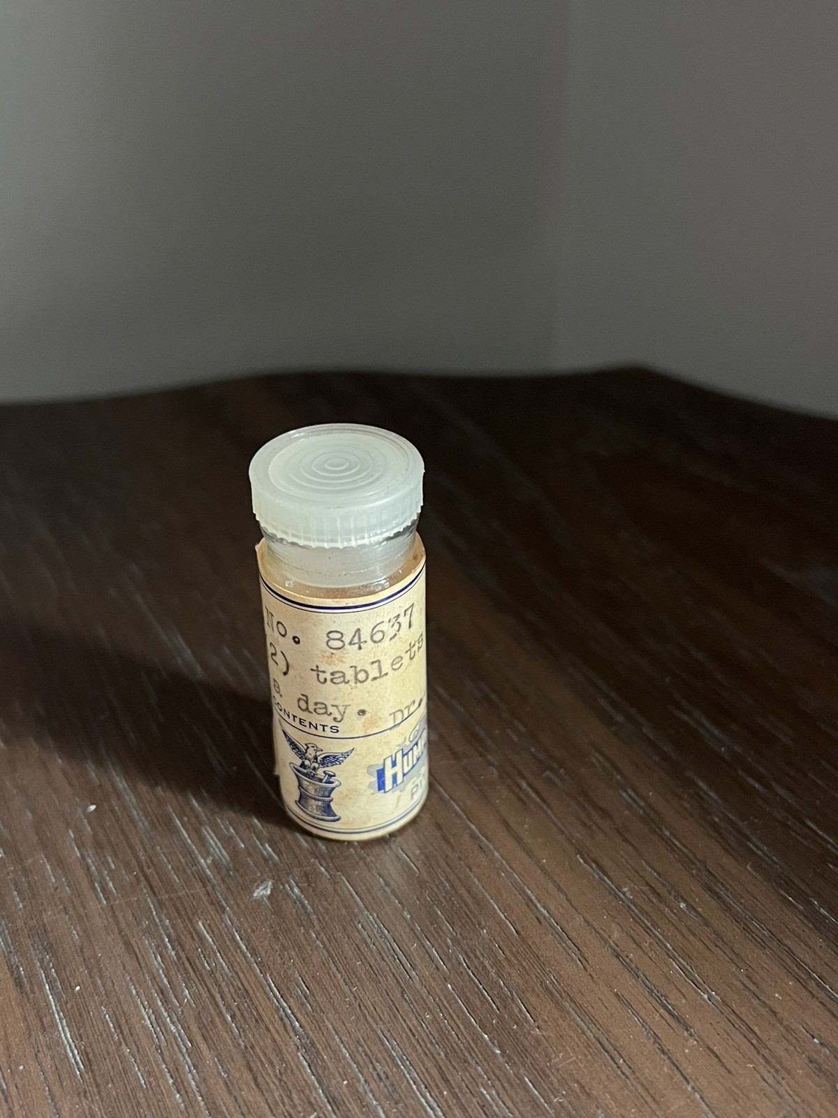 Vintage 1957 Humphrey’s Pharmacy Prescription Medicine Bottle Pittsfield Maine.