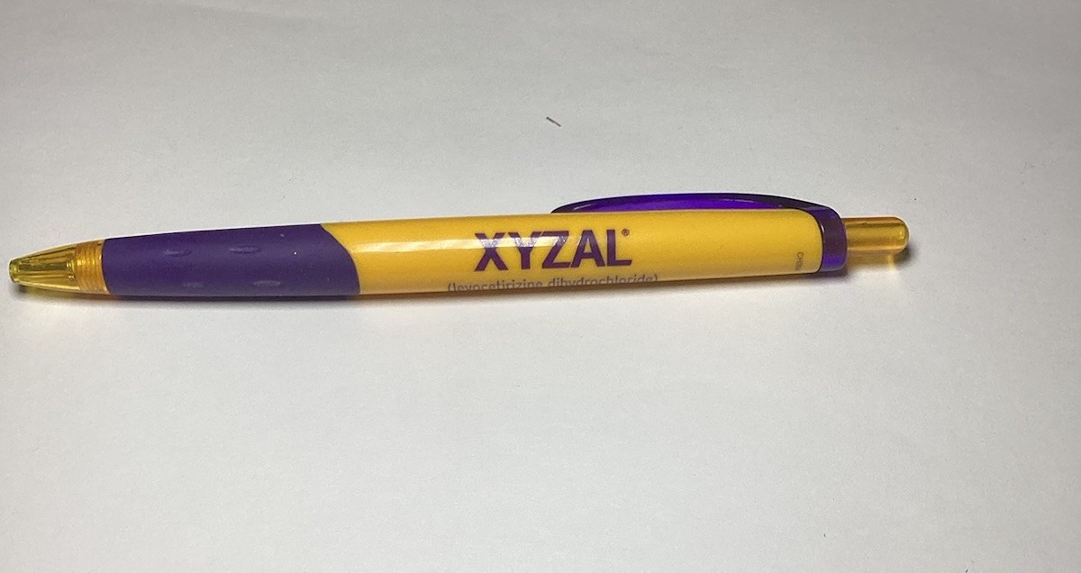 Xyzal* Black Purple Drug Rep Ink PEN Pharmaceutical Collectible