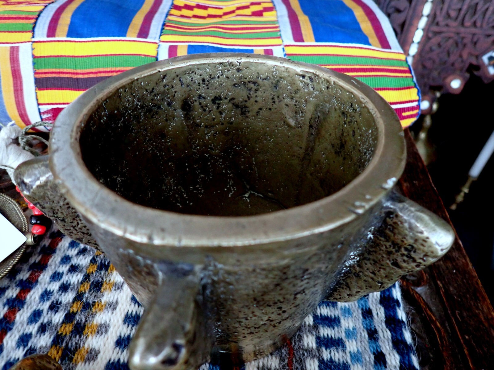 Brass Pestle Mortar Morocco Tuareg Spain Antique 19th Century Cast Brass